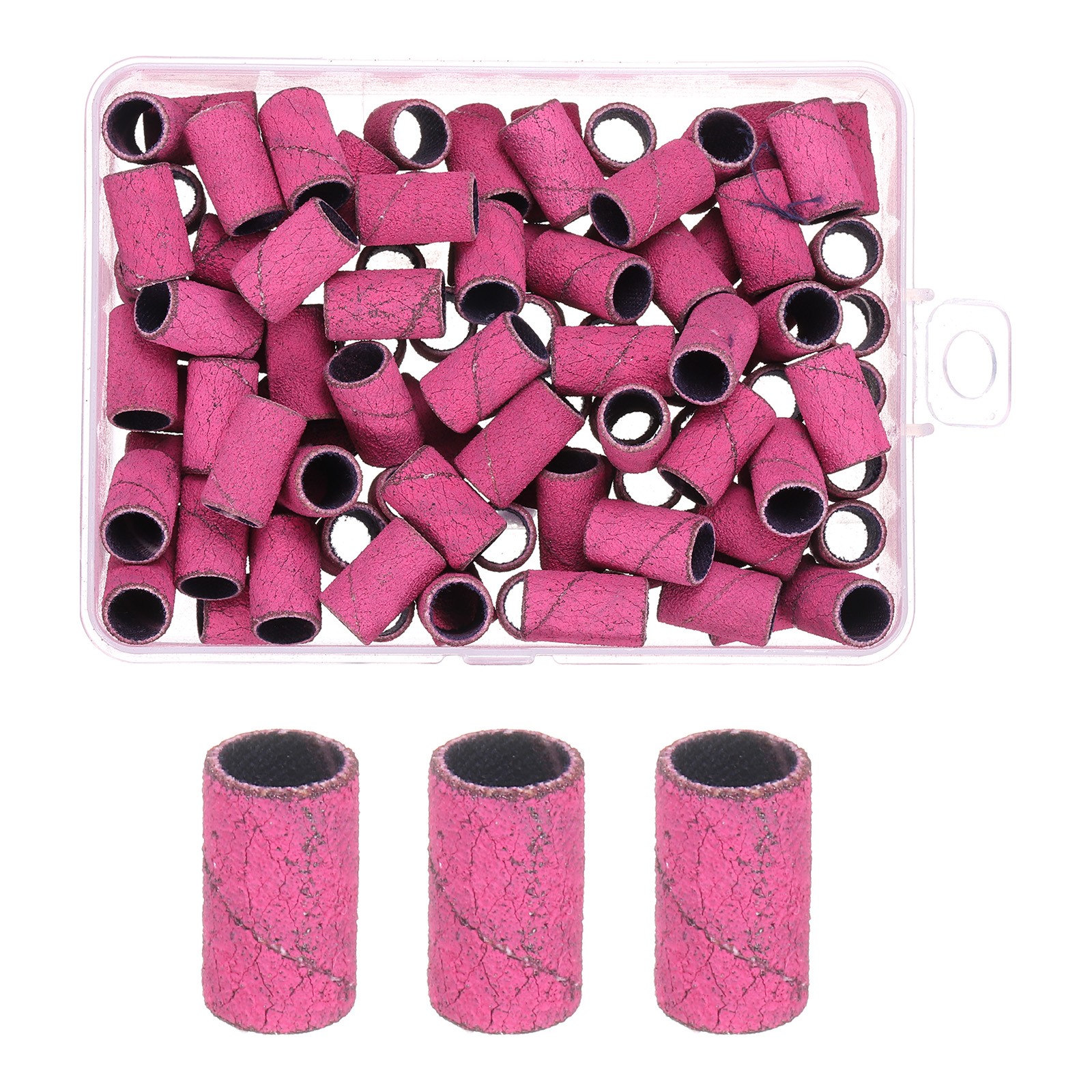 100pcs Small Sanding Bands 120 Grit for Nail Drill Bits Pink