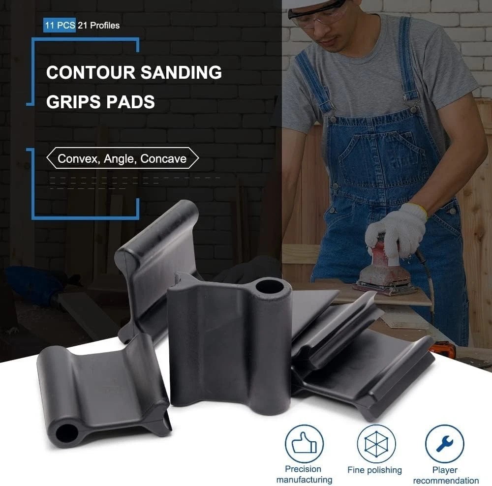 11 PCS Contour Sanding Grips with 21 Profiles, Woodworking Angle Sanding Pads…
