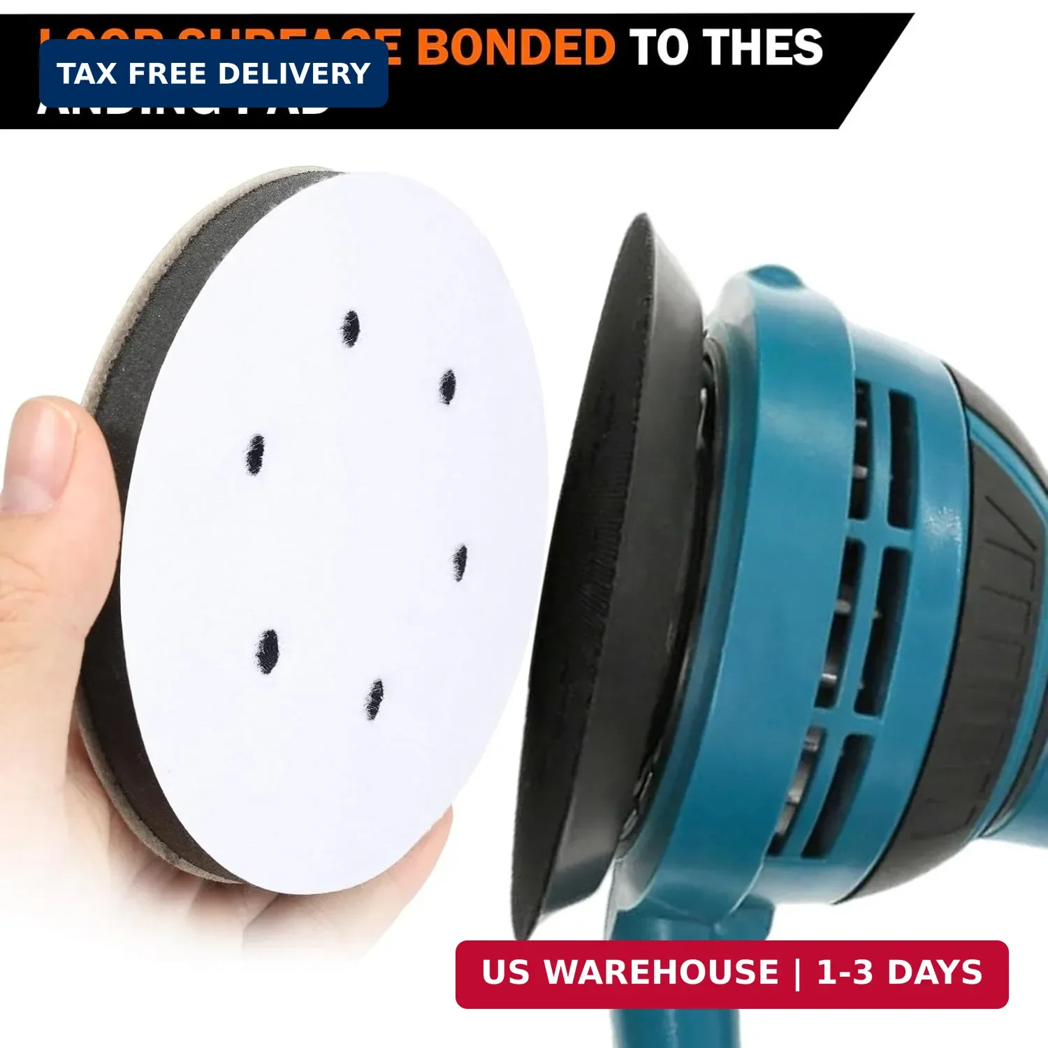 2 Pack 6 Inch 6 Holes Interface pad,Orbital Sander Foam Pad，6″ Foam Sanding Pads