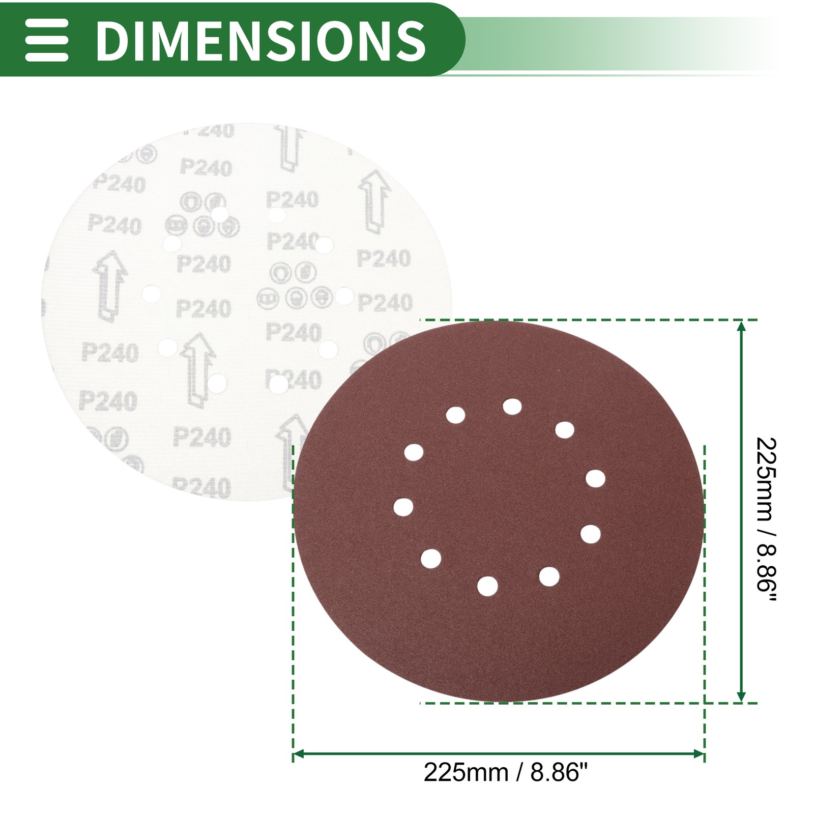 Sandpaper 225x225mm 240 Grit 10 Pcs Red Hook & Loop Sanding Sheets