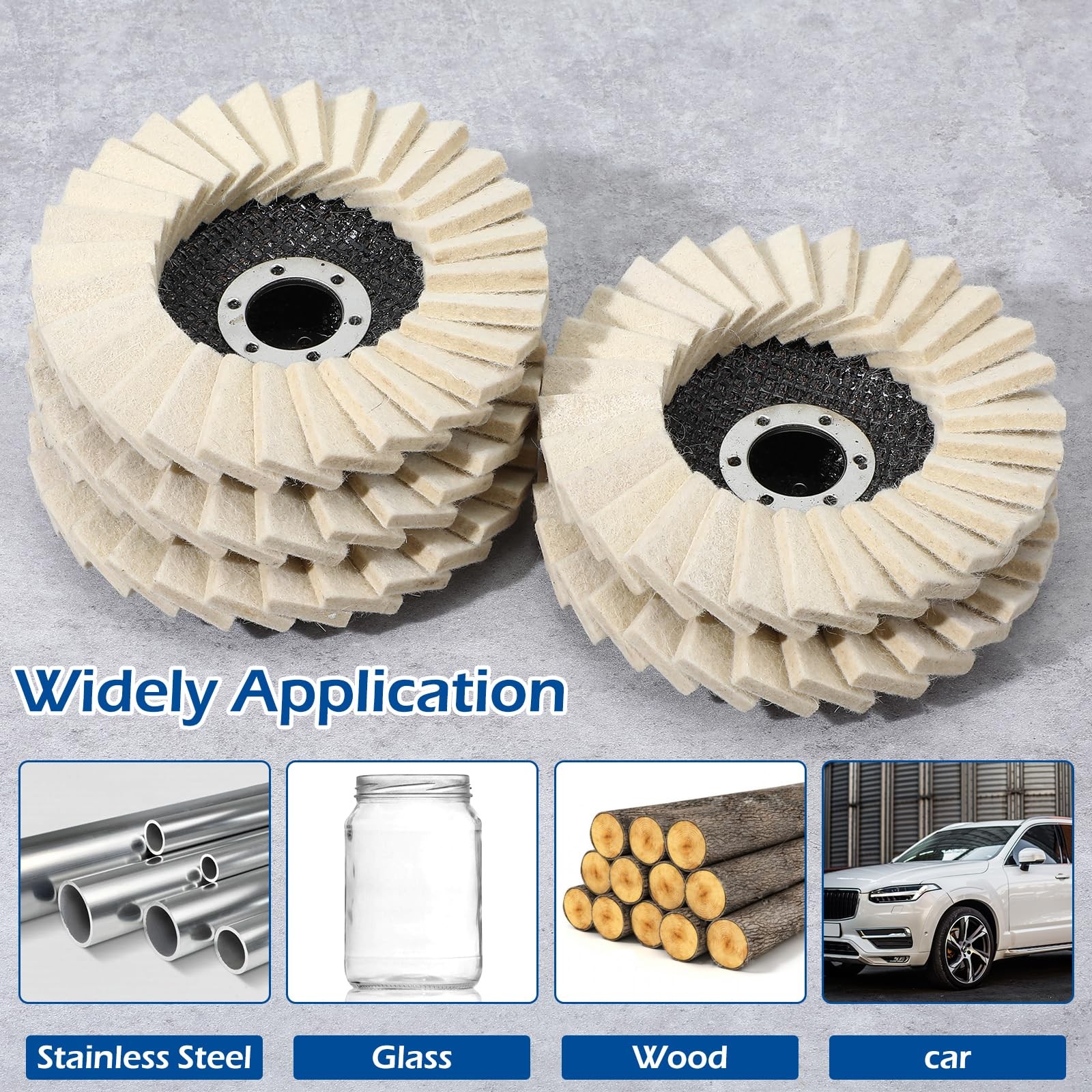 8 Pcs Wool Polishing Wheel Disc Set with Buffing Wheel and Compound, 4 1/2 X 7/8