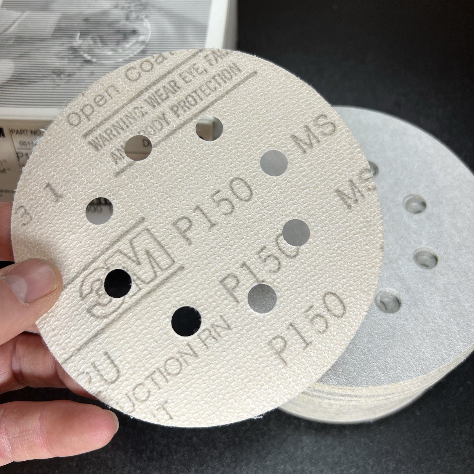 3M Abrasive Discs #82780, 232U Hookit RN Fre-Cut P150C 5″xNH, NOS box of 100
