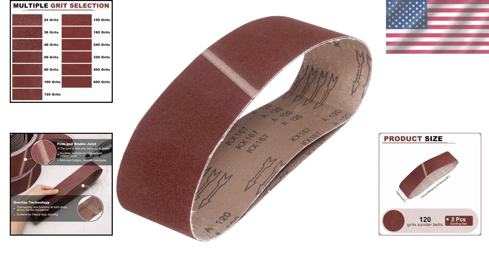 Durable 4×36 Inch Sanding Belts (2-Pack) – Long-lasting Aluminum Oxide Quality