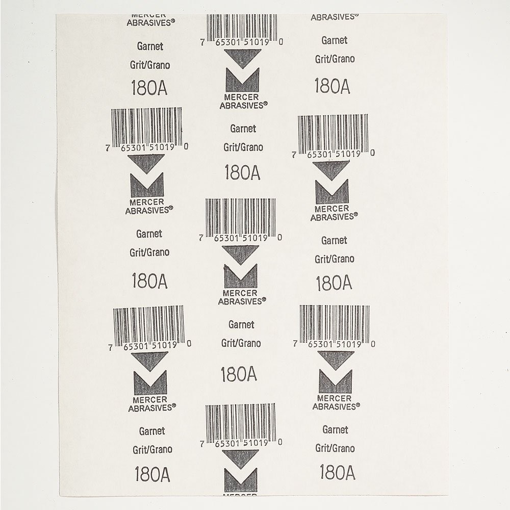 Mercer Industries 205180A – 9 x 11 Garnet Paper Sheets, Grit 180A, Brown