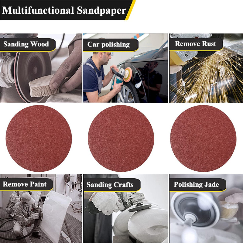 5/6 Inch Flocking Red Sandpaper Round Sheet Polishing Grinding Discs Self-Stick