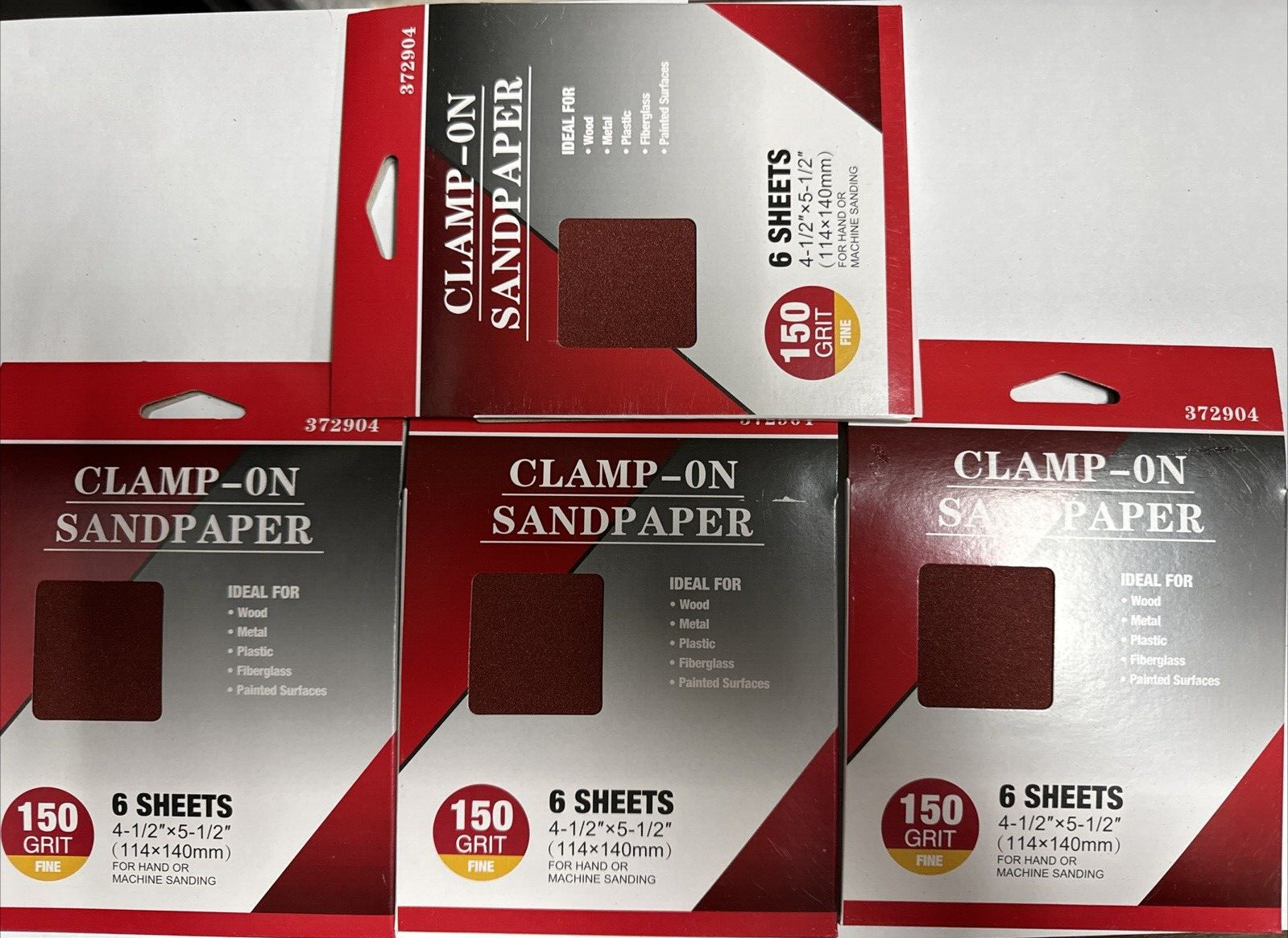 24 SHEETS- 4.5″ x 5.5″ Palm Sander 1/4″ Sheets Clamp on Sandpaper 150 GRIT