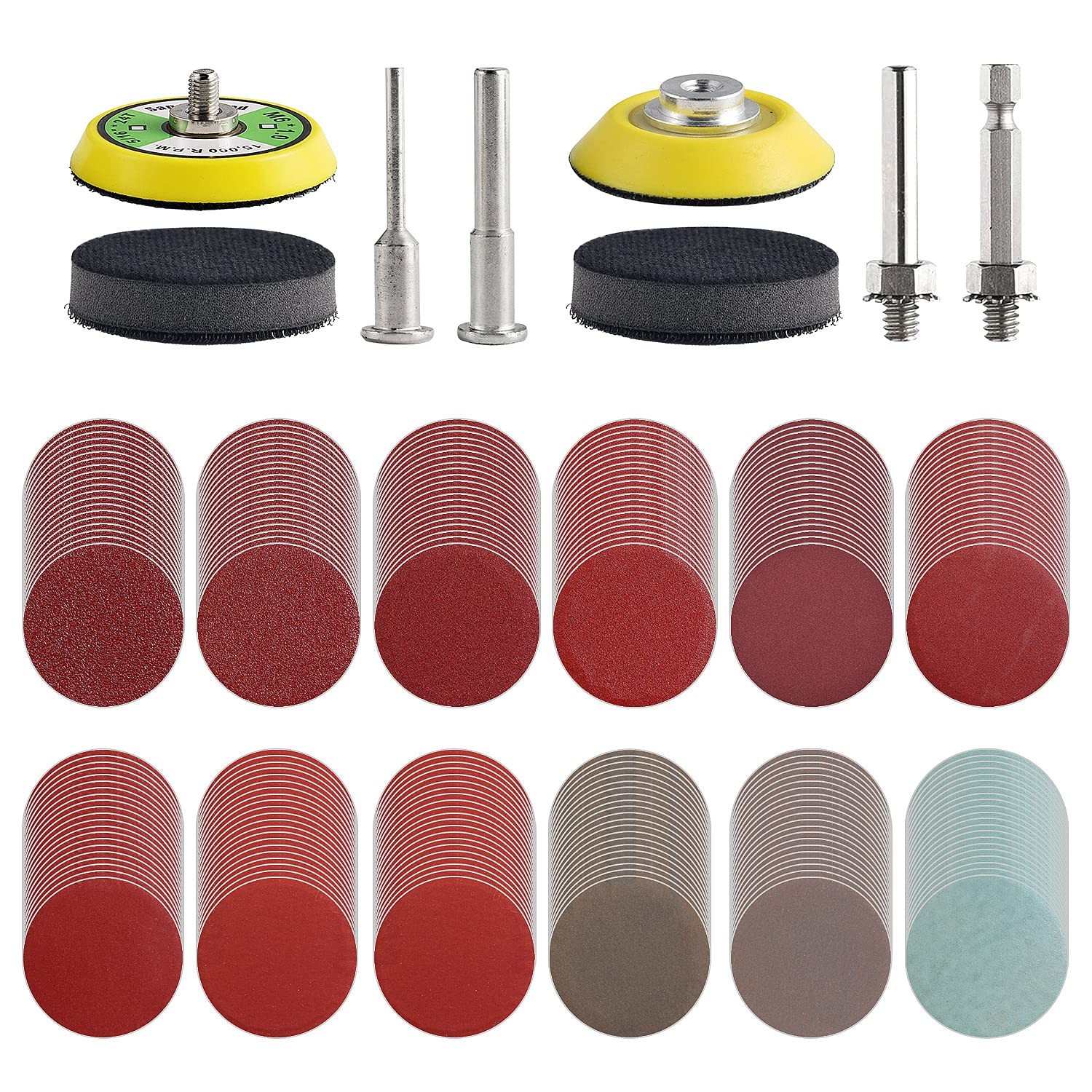 Tshya 240pcs 2inch Sanding Discs Pad Variety Kit for 2 inches, Multicolour