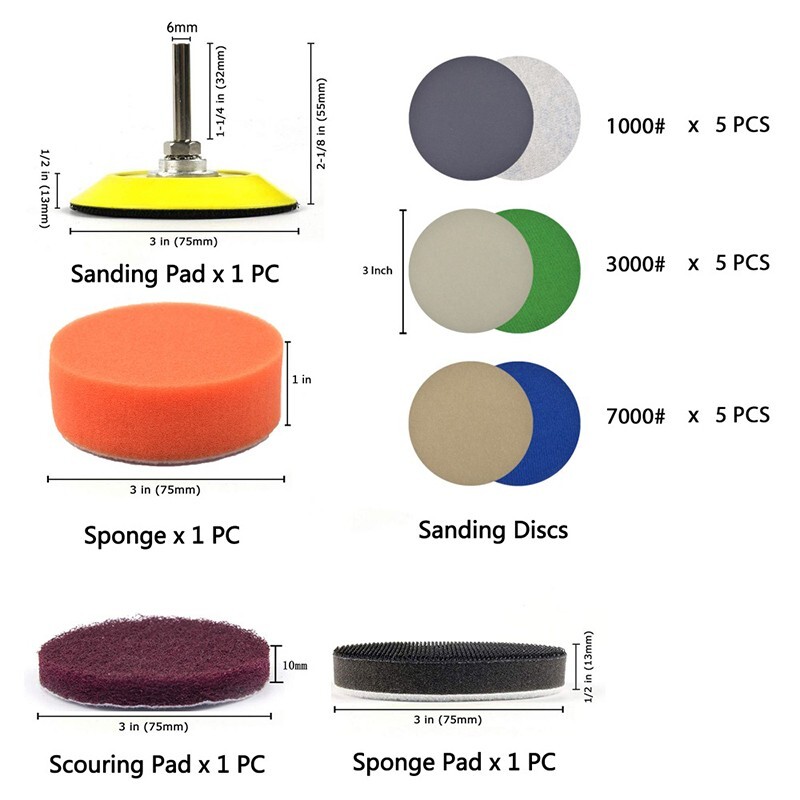 3 Automotive Polishing Set Headlight Clearing Kit Sandpaper Scouring Cloth Tool