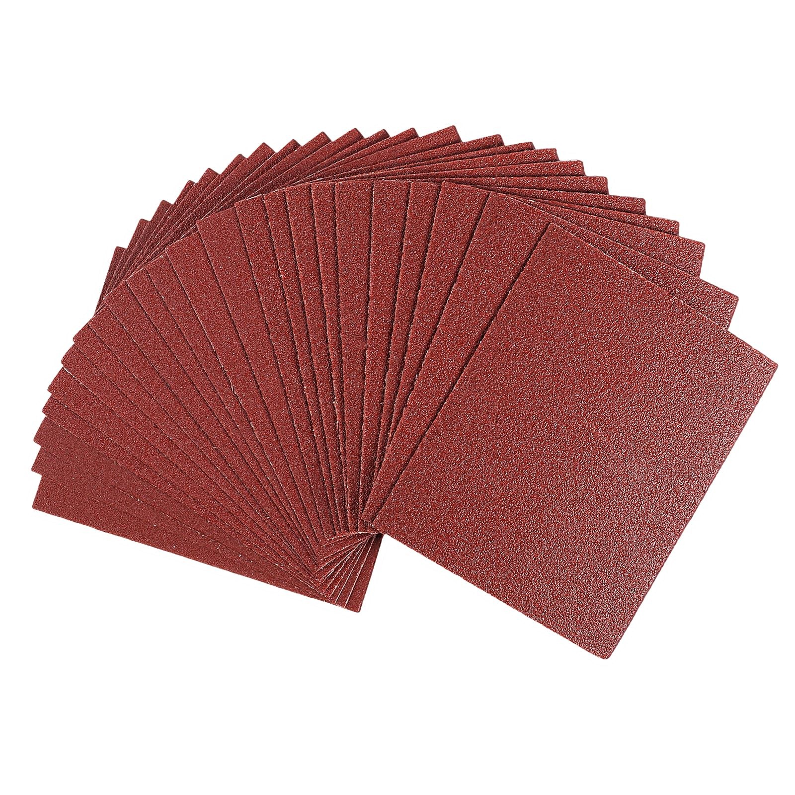1/4 Sandpaper Sheet – 4-1/2” x 5-1/2”, P80 Grit, Red Aluminum Oxide, Plain Ba…