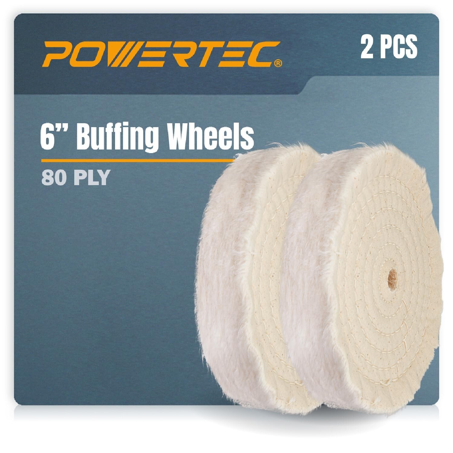 POWERTEC 71630 6-Inch Extra Thick Spiral Sewn Buffing Wheel, Cotton (80 Ply) …