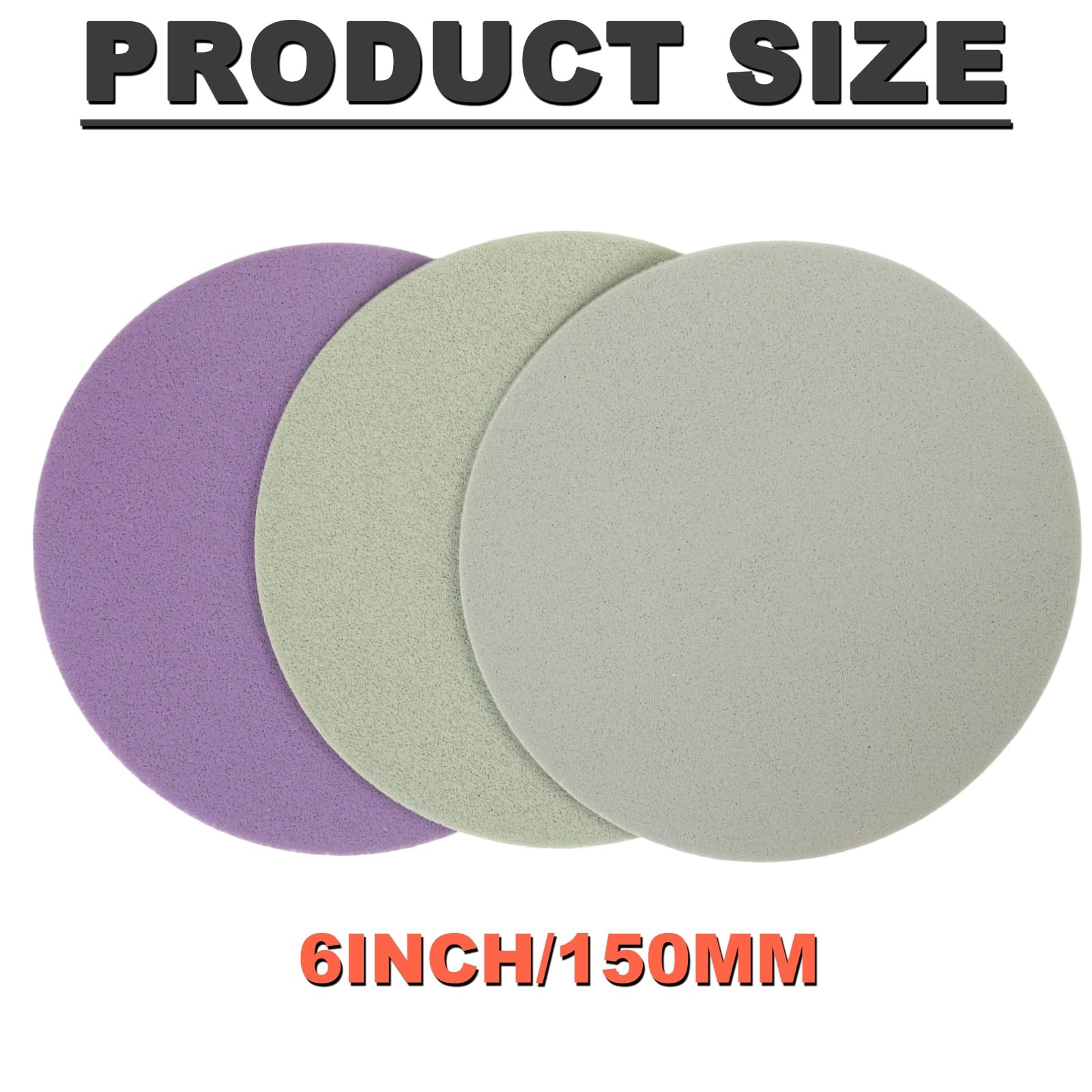 BMOTL 6 Inch Foam Sanding Discs: 3Pcs 2000/3000/5000 Grit Hook 6 INCH, White