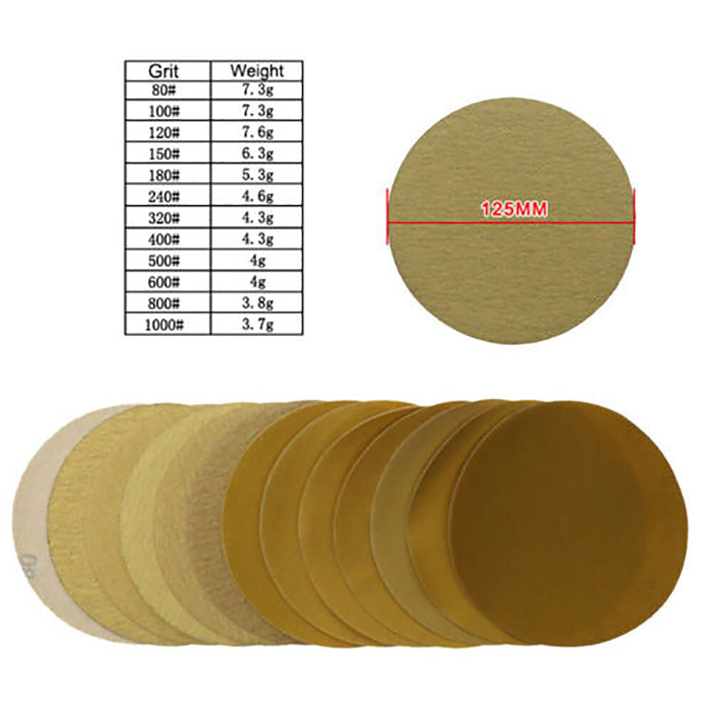 3/5 Inch Hook & Loop Sanding Disc Orbital Yellow Sandpaper Pads 40 80~1000 Grit