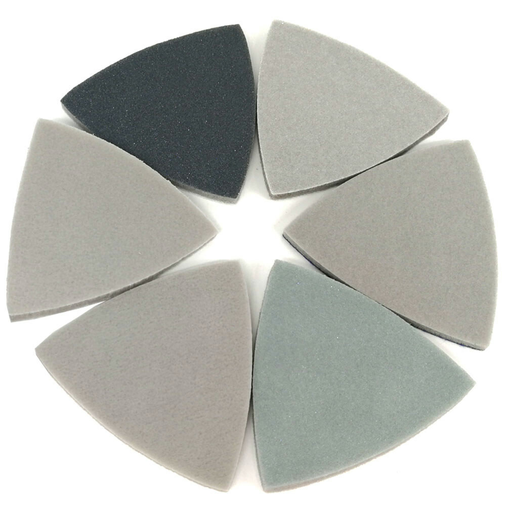 80x80x80mm Triangular Sandpaper Pads Foam Sponge Hook and Loop Sanding 300~3000#