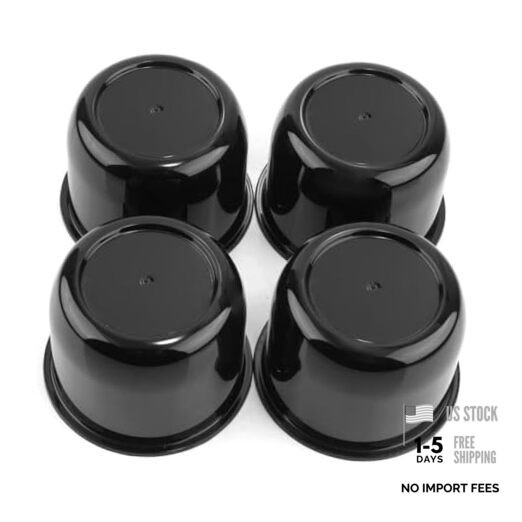 4 Pack 3 inch Wheel Center Caps Plastic Push Through 3.03″ Hub 2.36″ H Black
