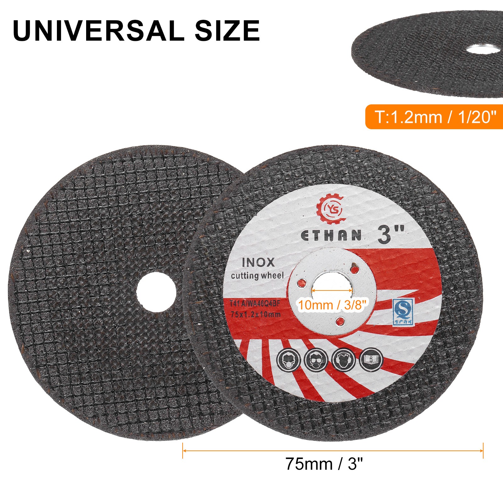 10pcs Cut Off Wheels 3″ x 1/20″ x 3/8″ Cutting Discs Black