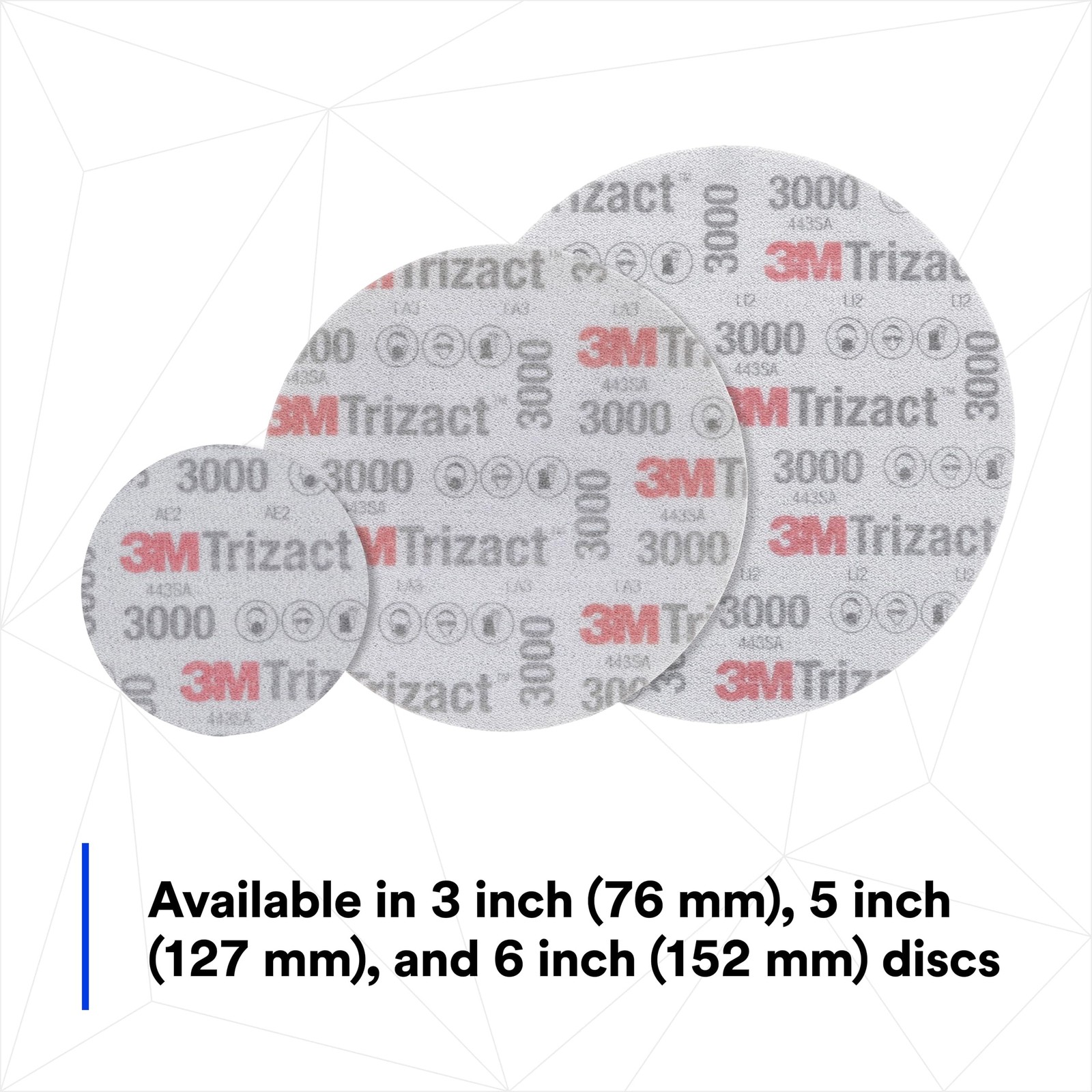3M Trizact Hookit Foam Disc, 02085, 6 in, P3000, 15 discs per carton,Blue751