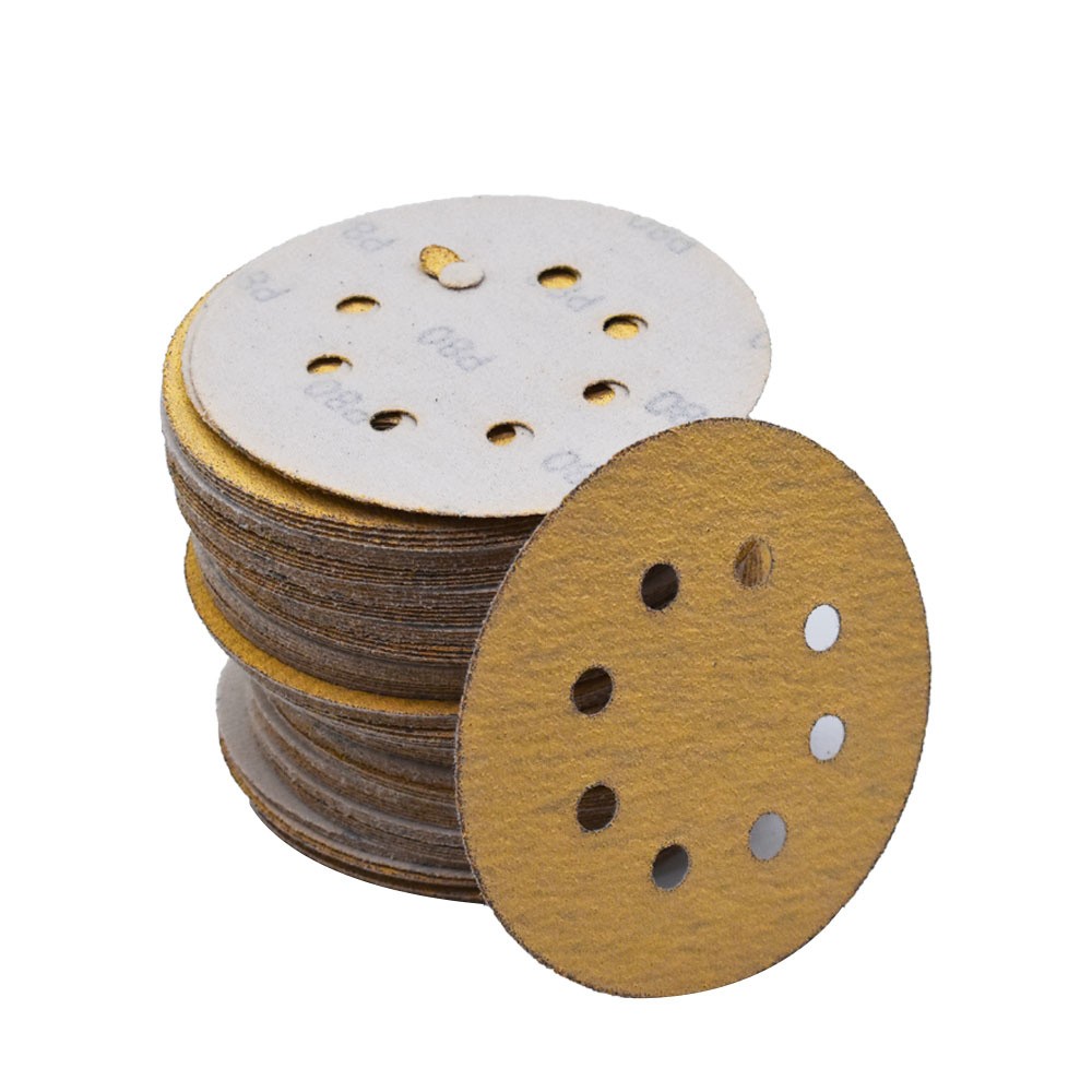 100 Pieces 5 Inch Round Sandpaper 8-Hole Hook and Loop Sanding Discs 80 Grits