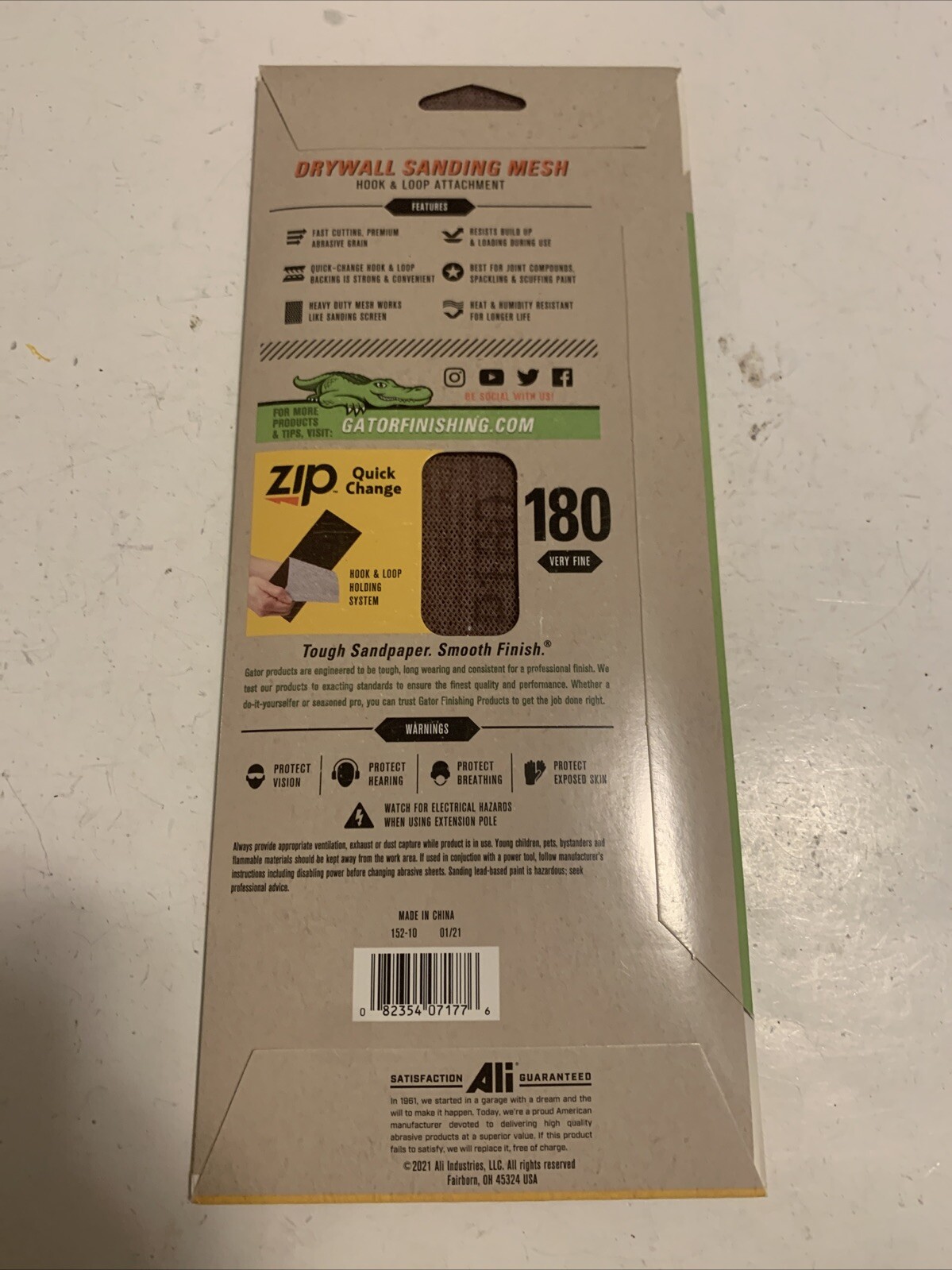 Zip Gator Hook Loop Sanding Mesh 180 Drywall Very Fine 4.5”x10.5” Sandpaper x 4