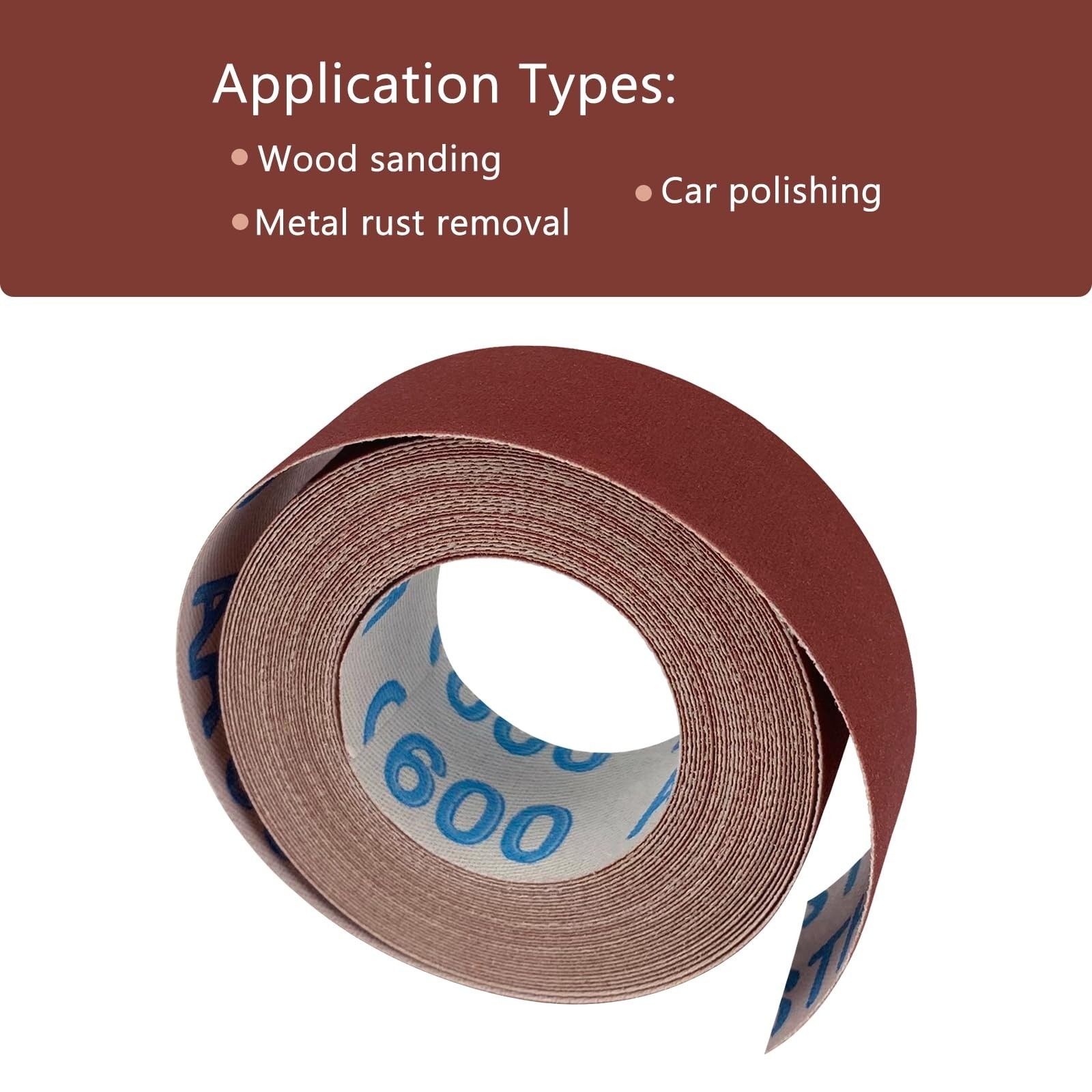 600 Grit Emery Cloth Sandpaper Roll 1″ x 19 Feet for Wood Metal Automotive