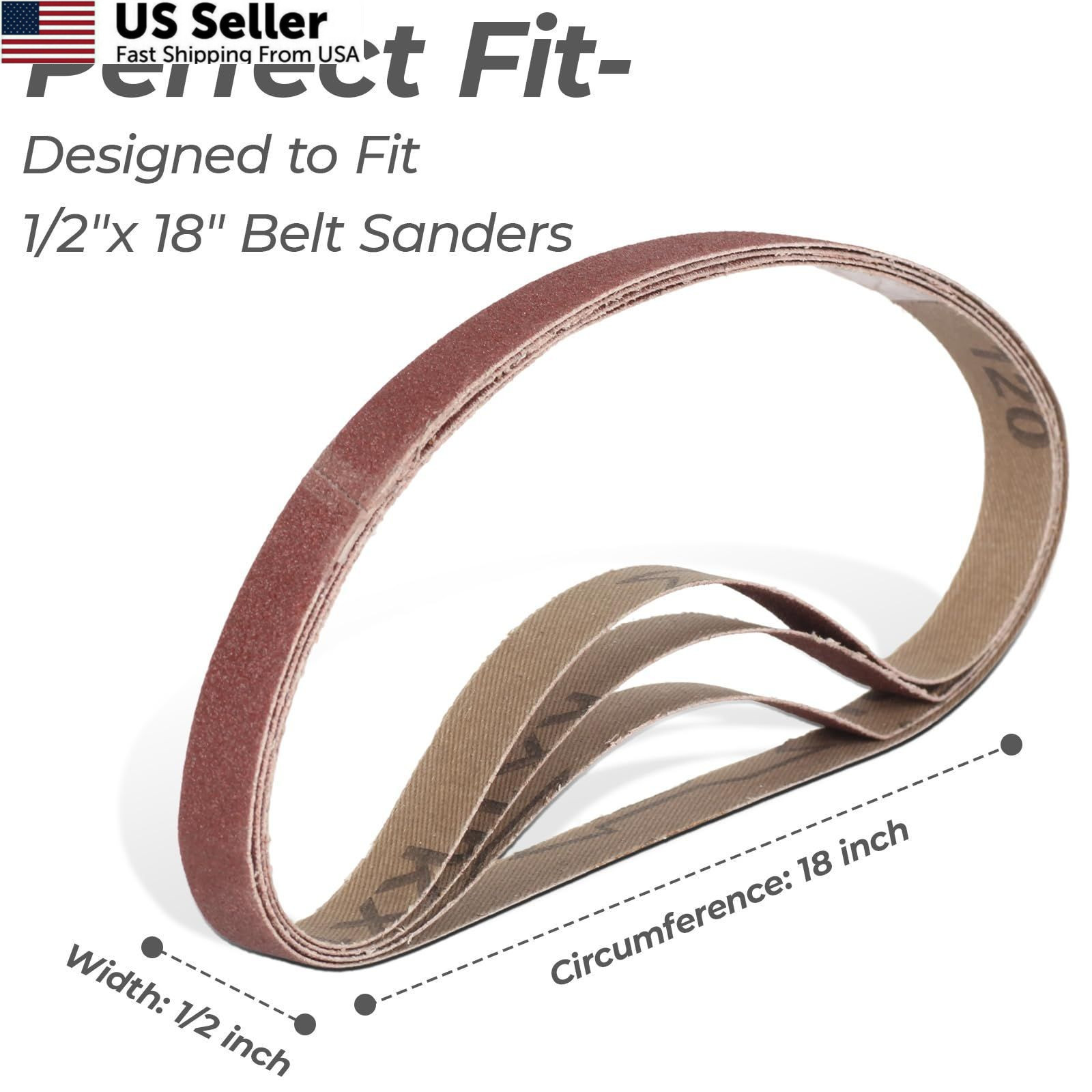 1/2 x 18 Inch Sanding Belts 20 Pcs Aluminum Oxide 60/80/120/180/240 Grits Sander