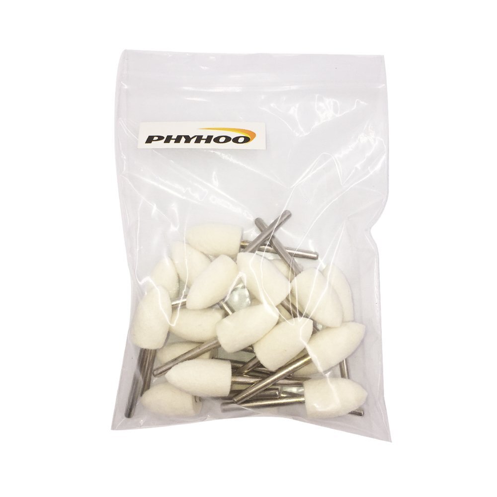 Mounted Cone Polishing Bits Wool Felt Point Mandrel White Conical Rotary Tool