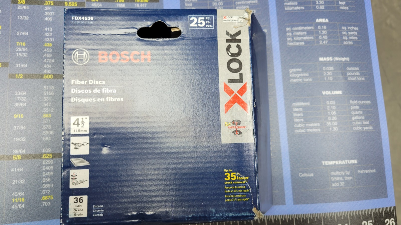 Bosch FBX4536 X-Lock Fiber Discs 4-1/2″ x 36 grit 25pk