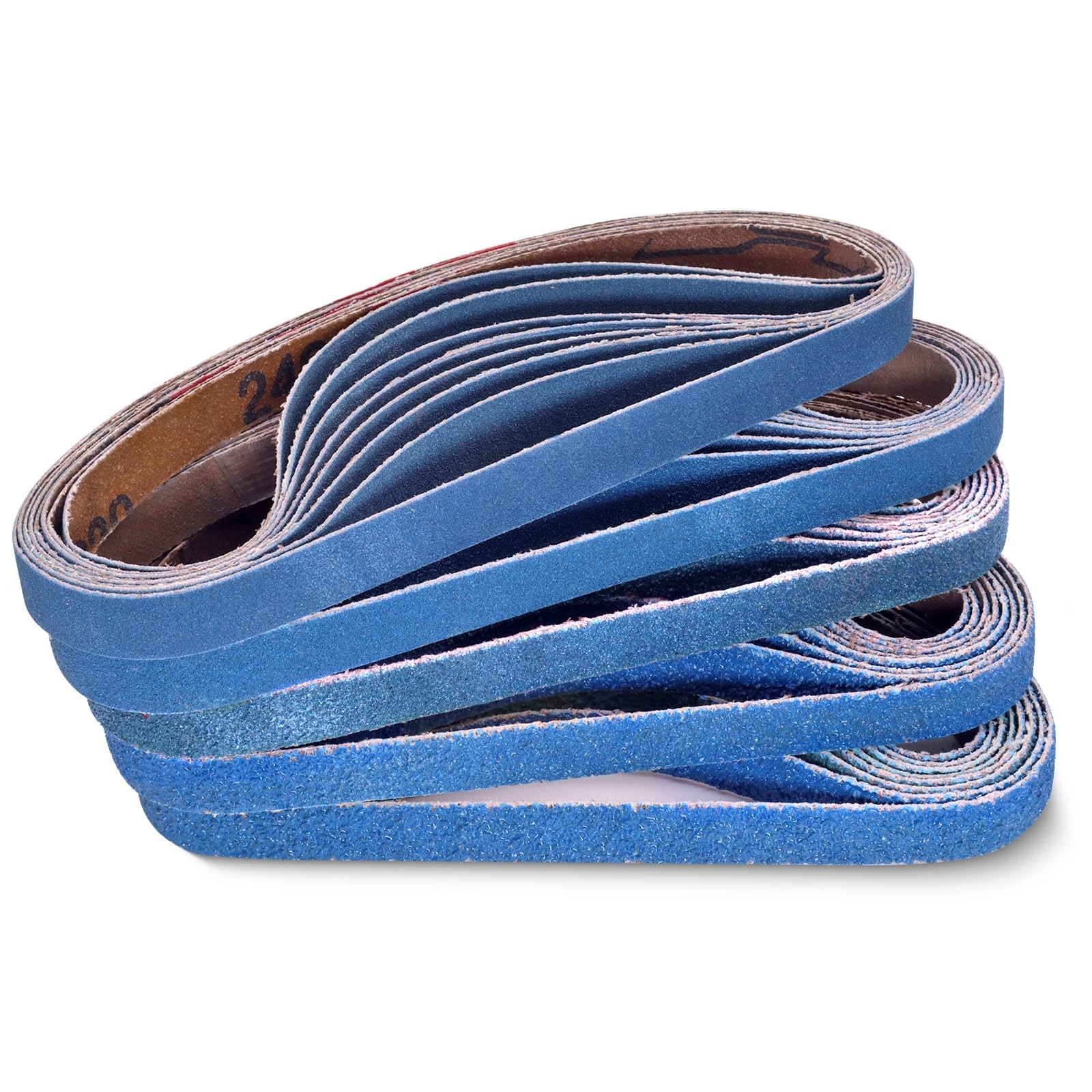 40 PCS 1/2″ x 18″ Zirconia Sanding Belts,8 Each of 40/60/80/120/240 Grits Bel…