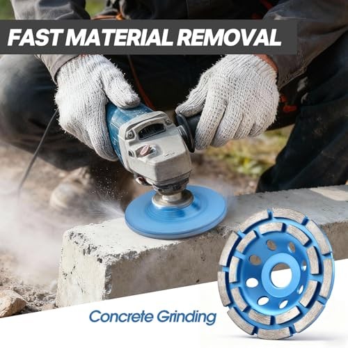 4-1/2 Inch Diamond Concrete Grinding Wheel, Double Row Heavy Duty Cup Disc