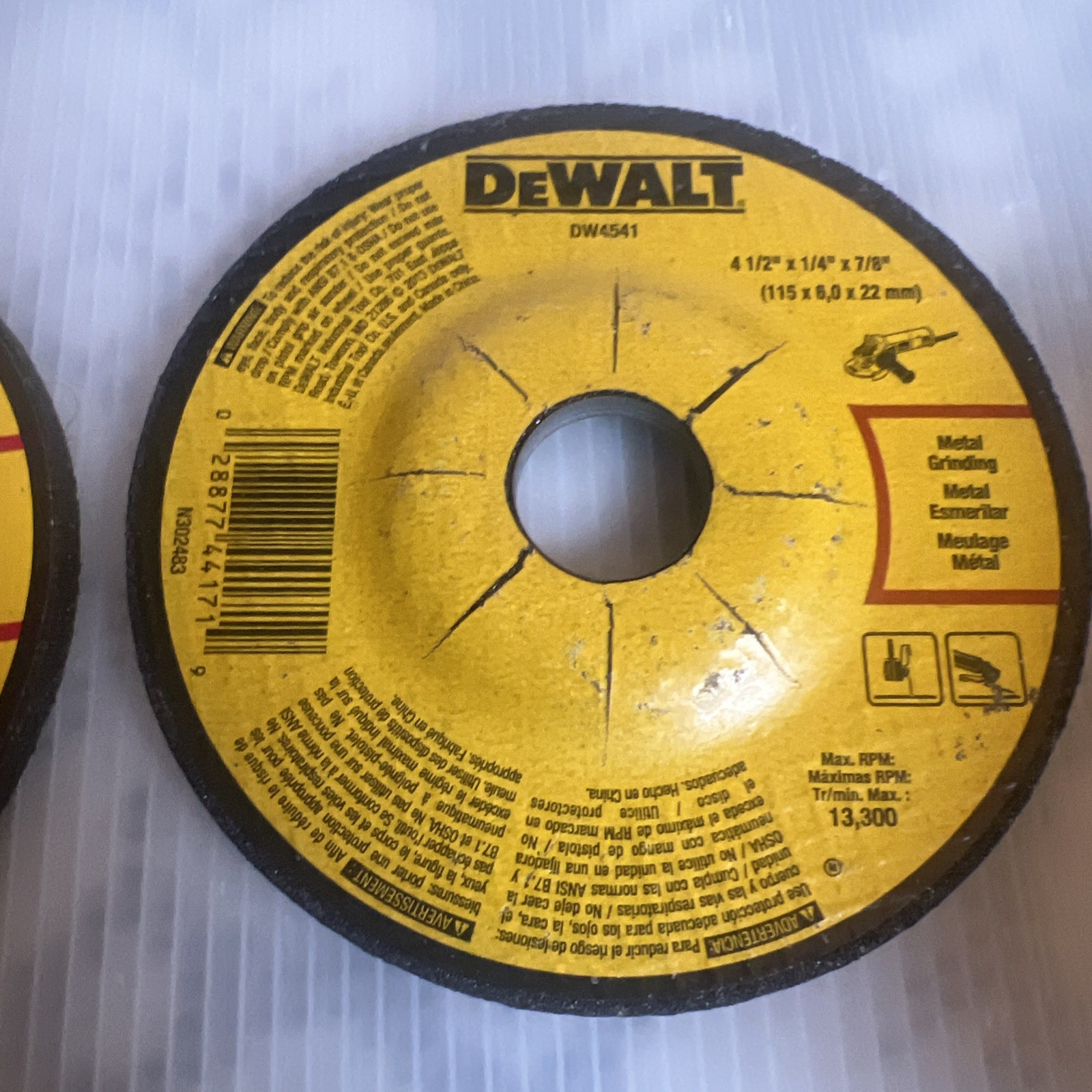 DeWalt Grinder Metal Wheel Disk 4 1/2″ x 1/4″ x 7/8″ Type 27 (DW4541) Lot Of 2