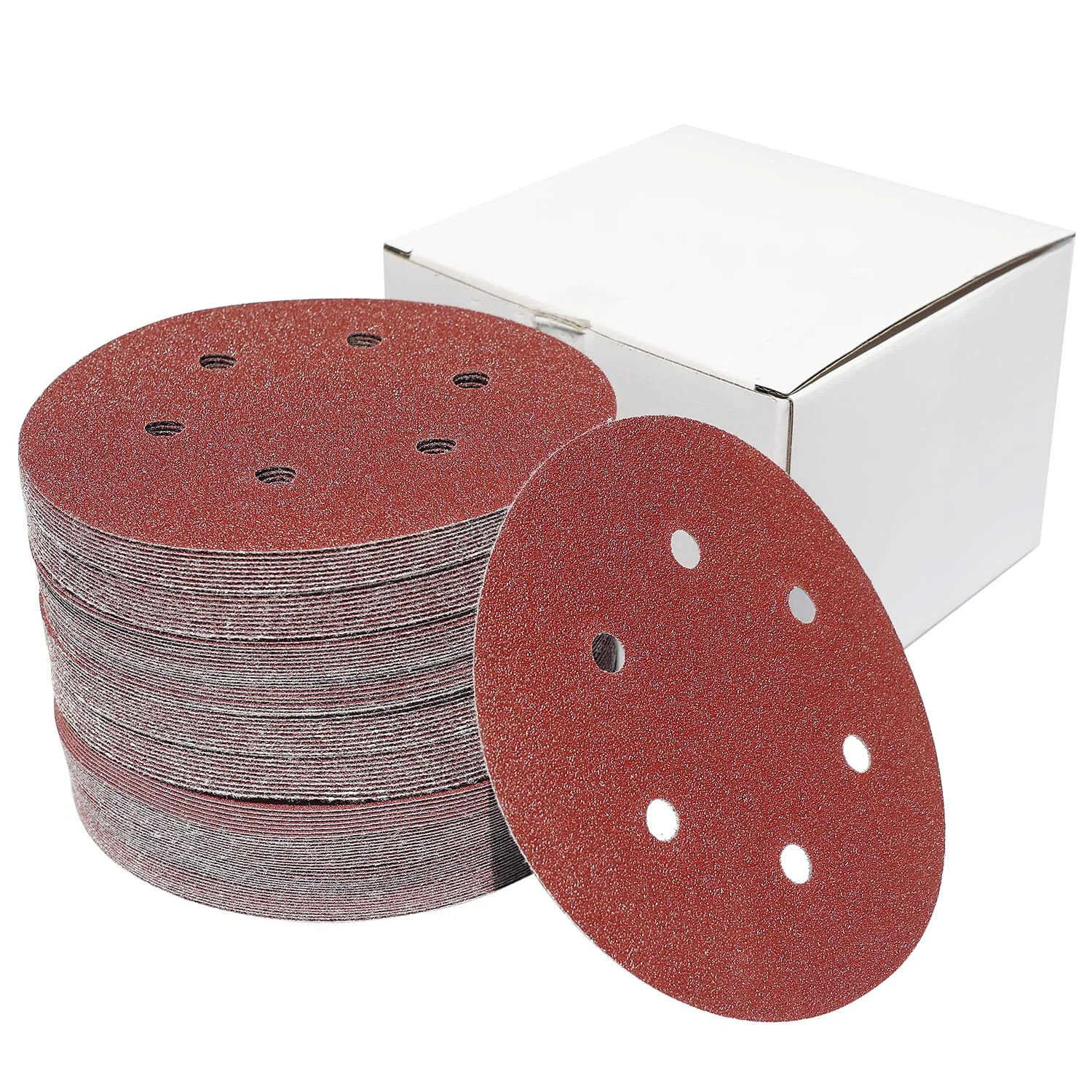 100 PCS 6 Inch 6 Holes Sanding Disc Assorted – 60 80 120 150 240 Grits, 6″ Hook