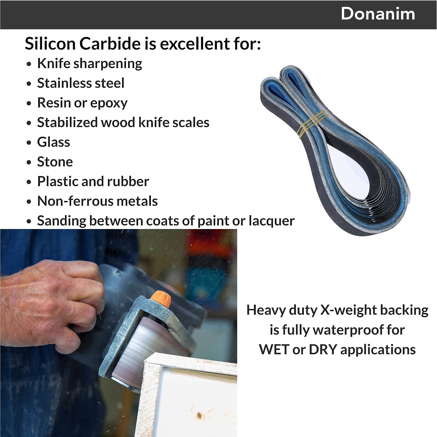 Silicon Carbide Sanding Belts 600 800 1000 Grit 1×30 Inch Knife Sharpening