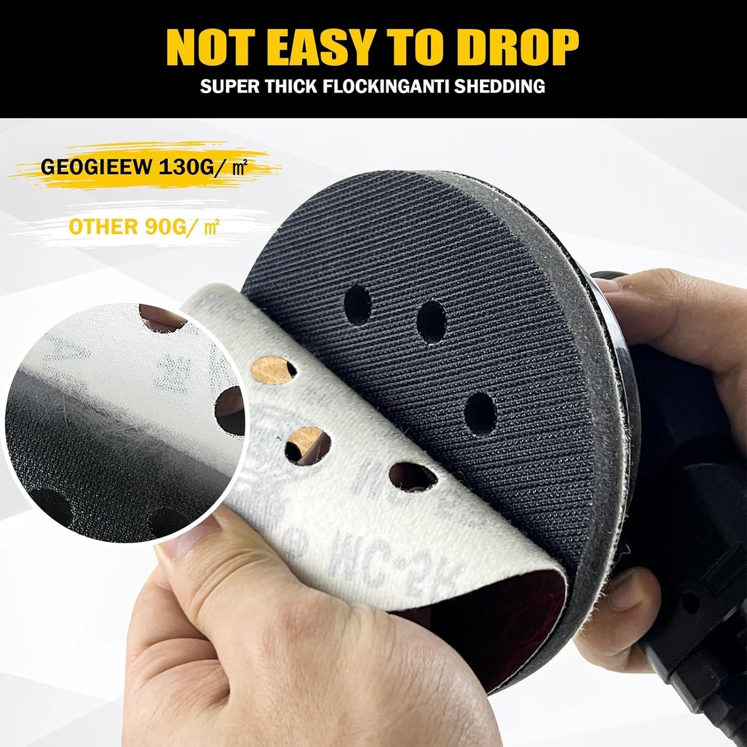 130Pcs 5 Inch 8-Hole Hook&Loop Sanding Discs, 220 Grit Diamond Yellow Sand, D…