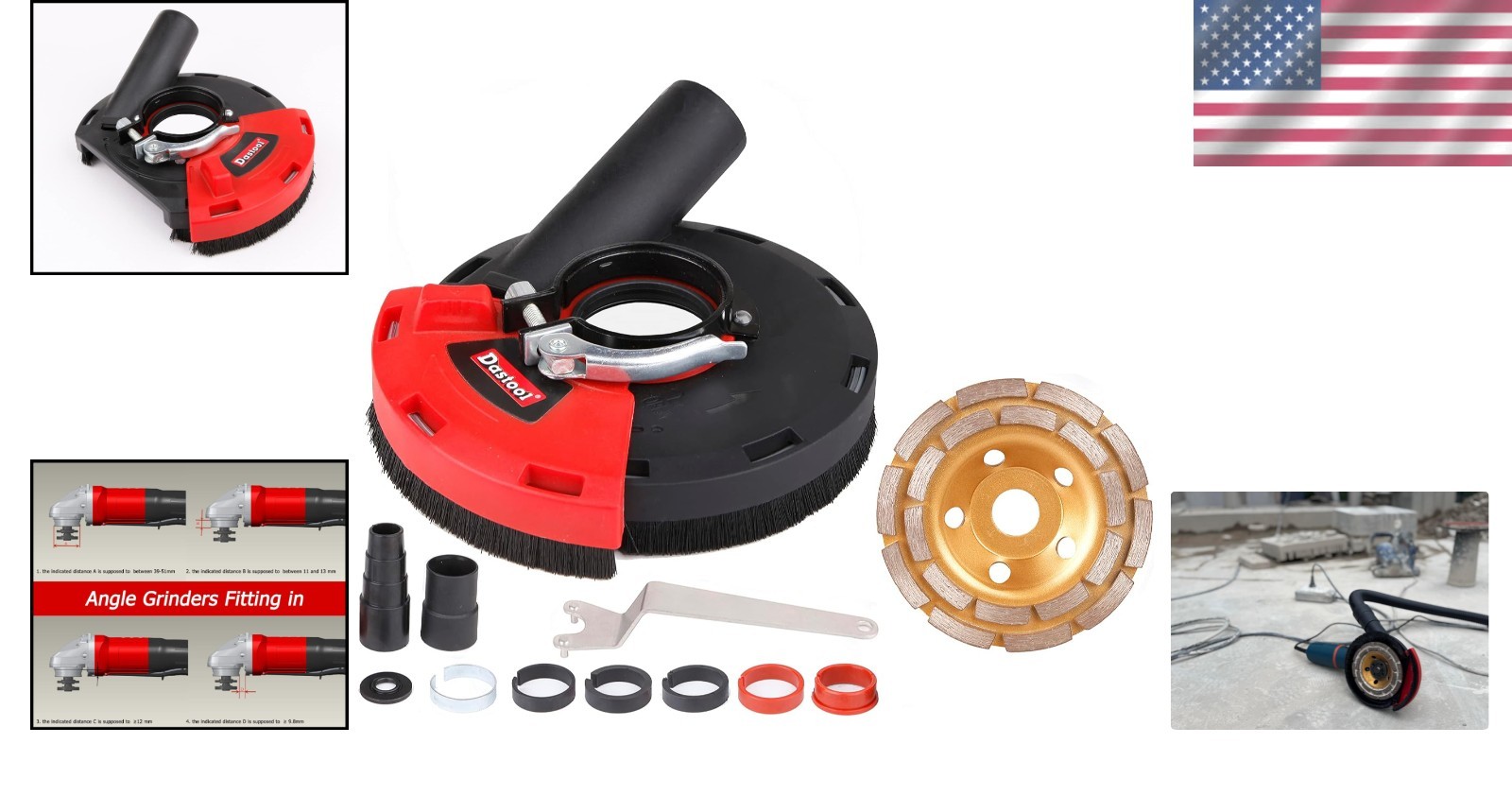 Expert Dust Shroud for 4.5/5 Inch Angle Grinders – Diamond Cup Wheel Included