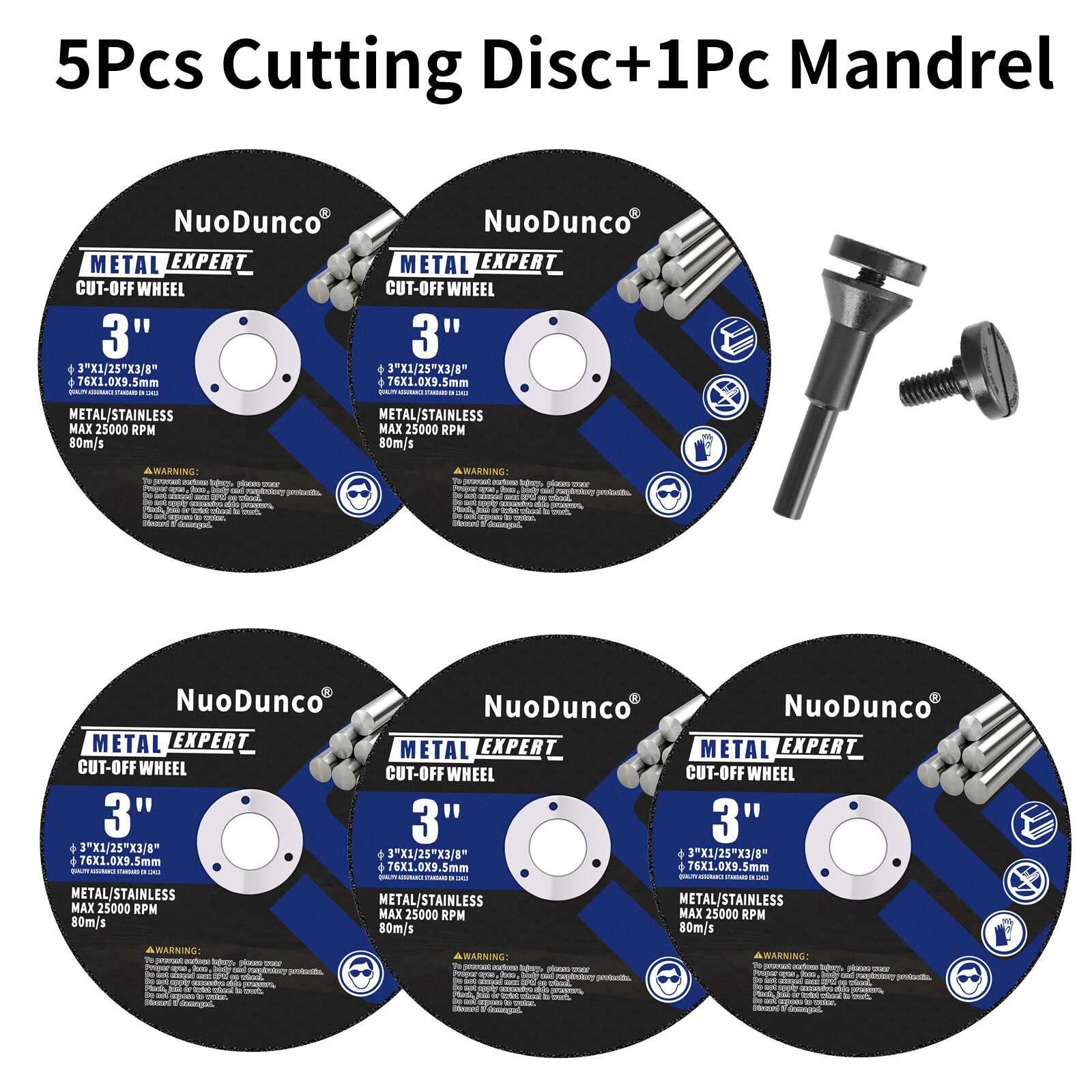 5/10/20 3″ Metal Cutting Discs Wheel With Mandrel Arbor 1/4″ Shank For Grinder