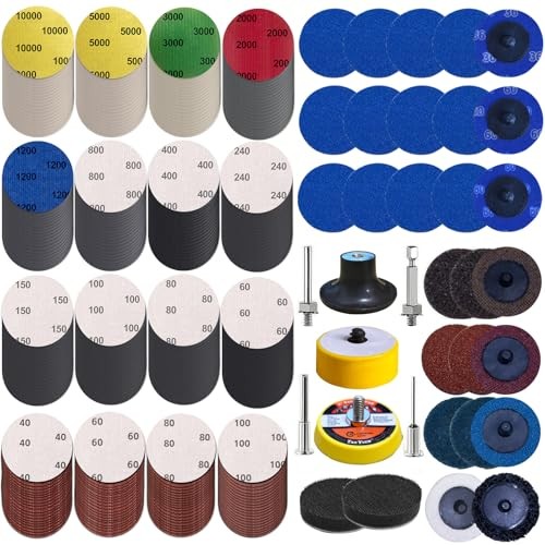 294 PCS 2 Inch Die Grinder Sanding Discs with 1/4″ &1/8″Roll Lock , Compatible