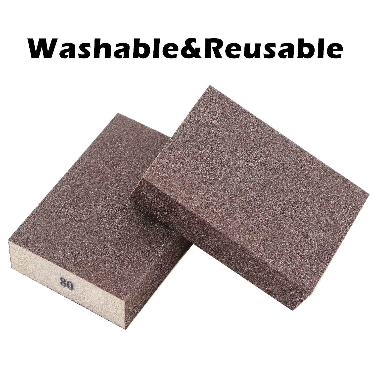 6 High-Performance 80 Grit Sanding Blocks – Washable for Long-lasting Use