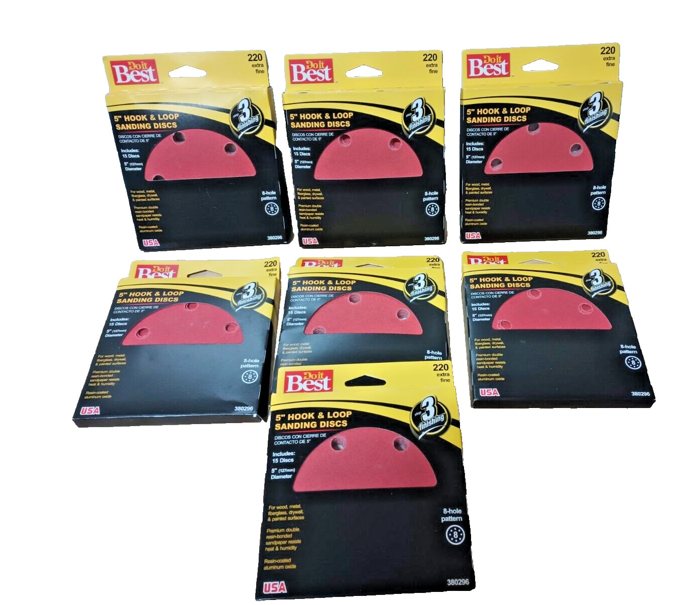 105-PACK 5 inch Sanding Discs 8-Hole Hook Loop for Orbital Sander Paper 220 Grit