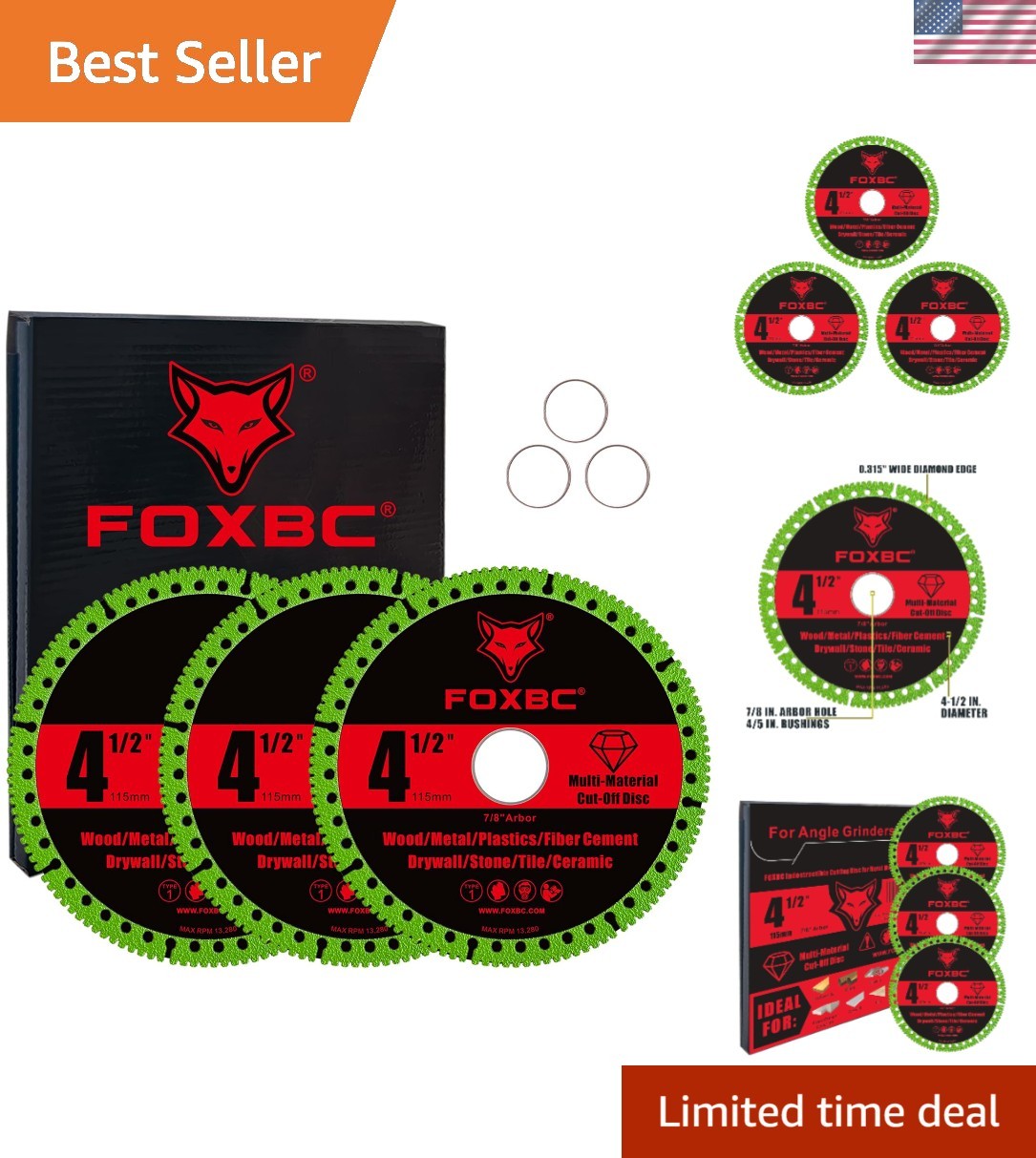 4-1/2 Inch Indestructible Multi-Material Cut Off Disc for Angle Grinders, 7/8…