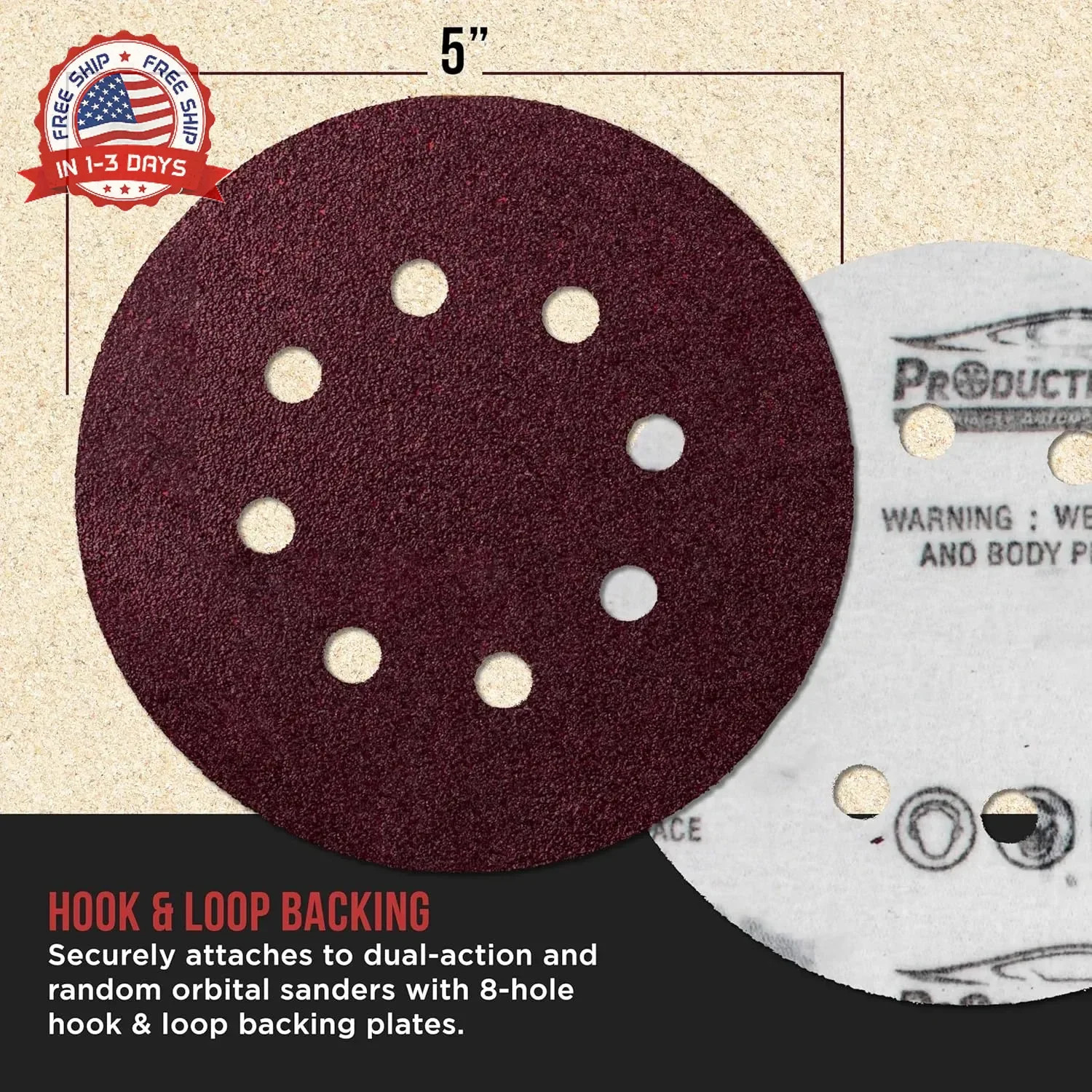 5″ Red 8-Hole Pattern Sanding Discs, 160 Disc Variety Pack, Grits