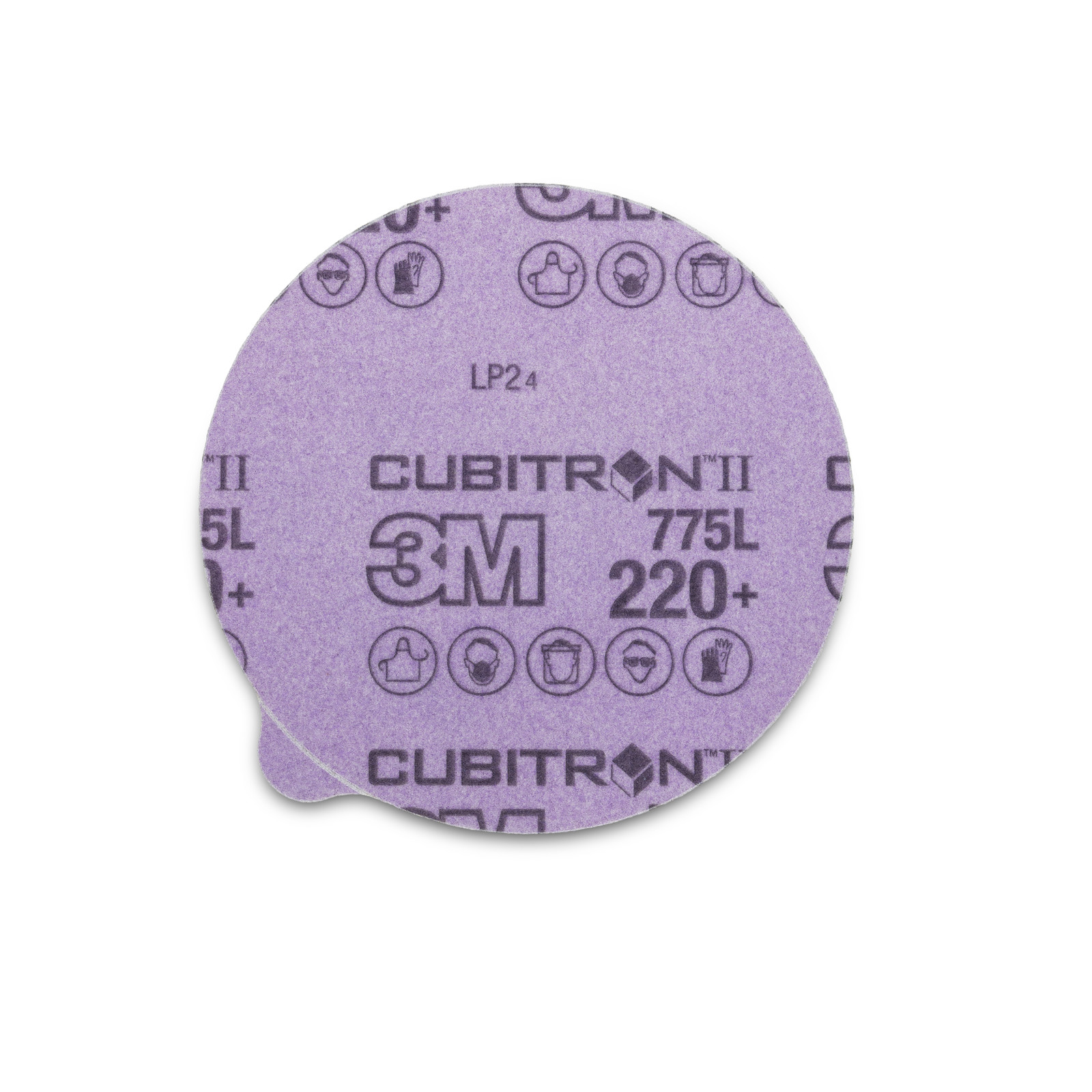 3M Cubitron II Stikit Film Disc 775L, 220+, 6 in x NH, Linered w/Tab,Die 600Z