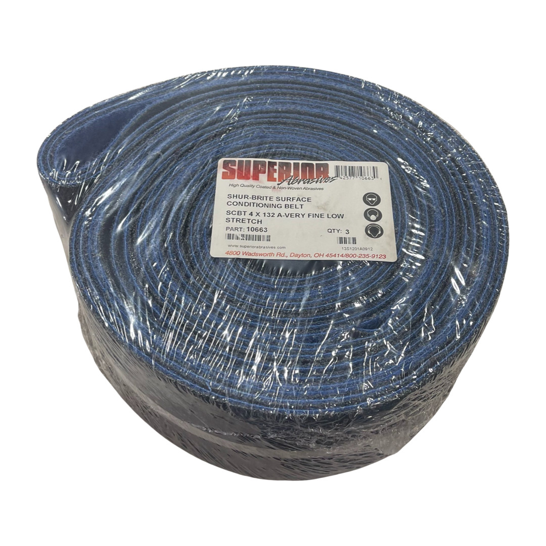 Superior Abrasives 4″ x 132″ Surface Conditioning Belt Very Fine Low Stretch 3pk