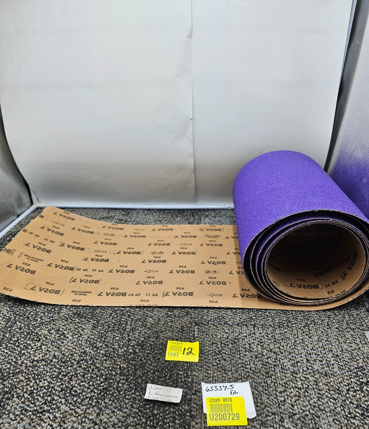 BORA 7 P36 Ceramic Abrasive Sanding Sheet, 12 ft. Long x 13 in Width Grit P36