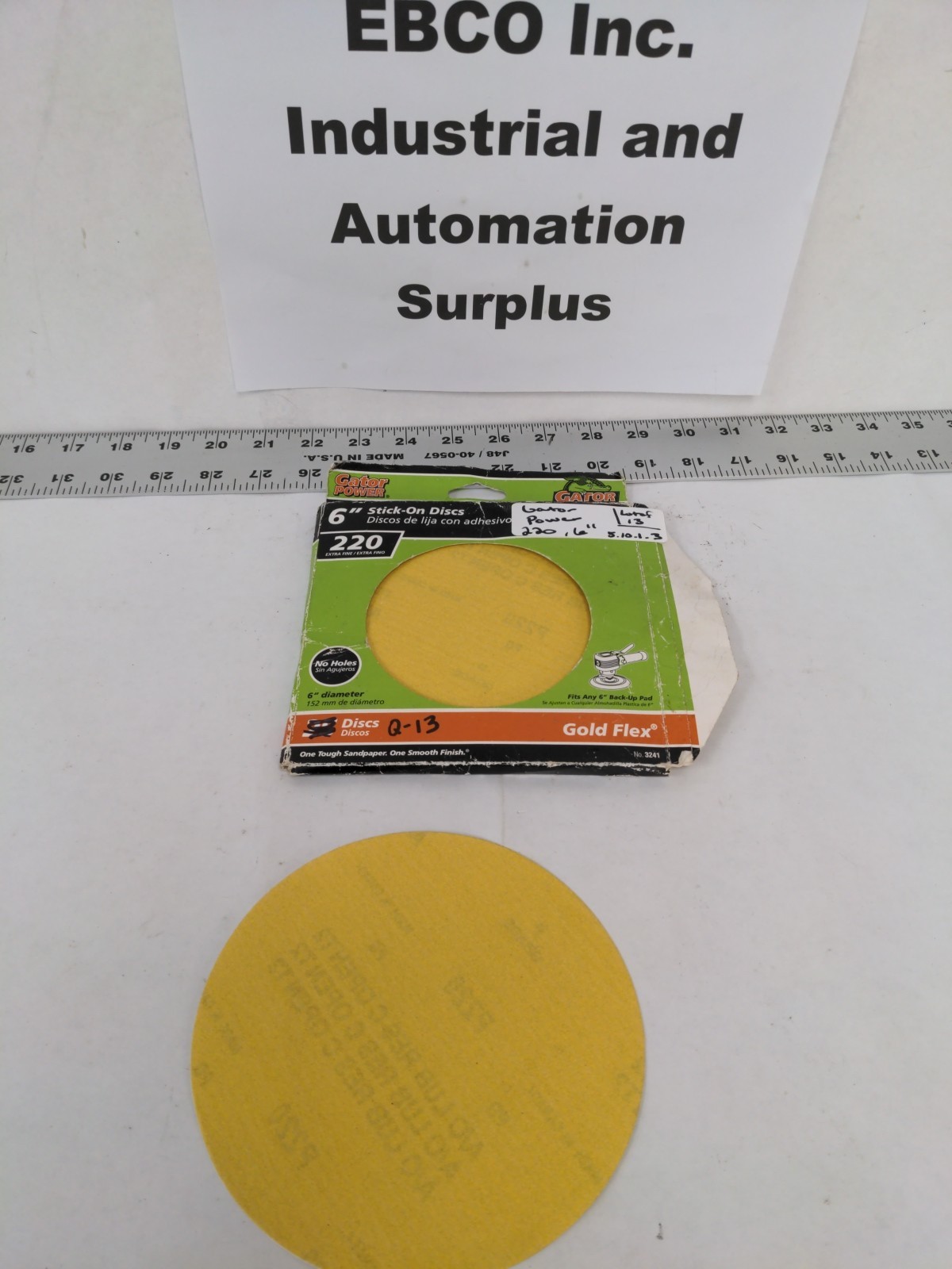 GATOR POWER 220 EXTRA FINE 6″ STICK ON DISCS, LOT OF 13