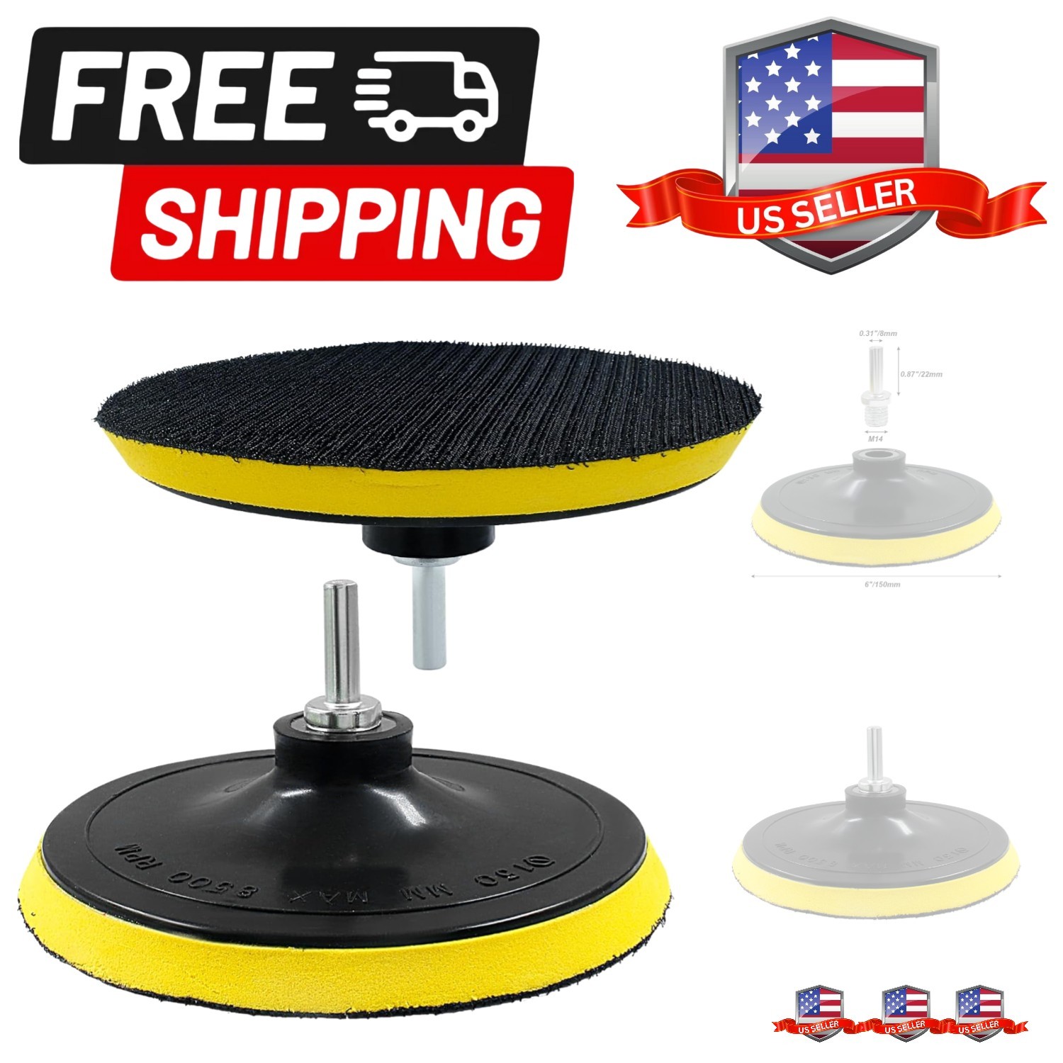 6 Inch Hook & Loop Backing Pad Orbital Sander Polisher Sanding Pad with M14 D…