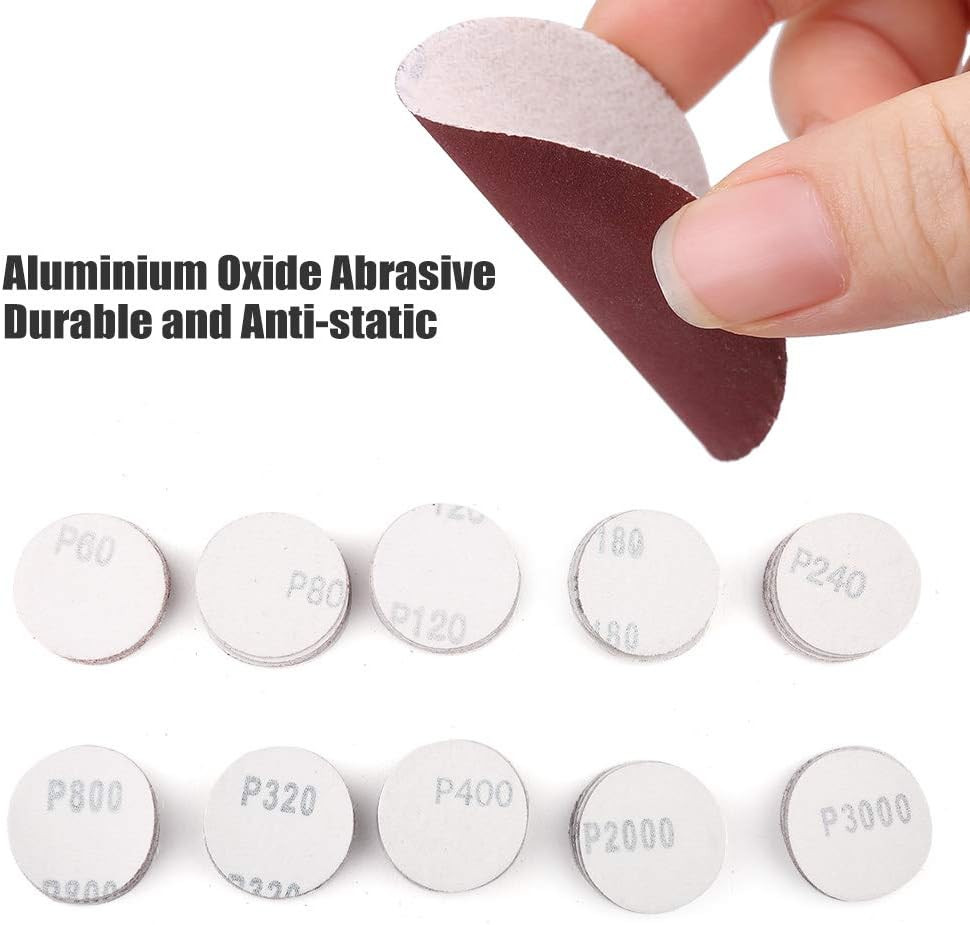 LotFancy 2 Inch Sanding Discs, 100PCS 60-3000 Grit Sandpaper and 1/4″ Shank Back