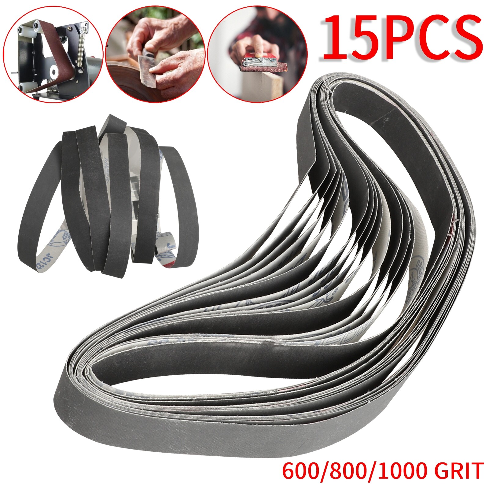 15Pcs 1″x30″ 600 800 1000 Grit Sanding Belts Sander Grinding Polishing Sandpaper