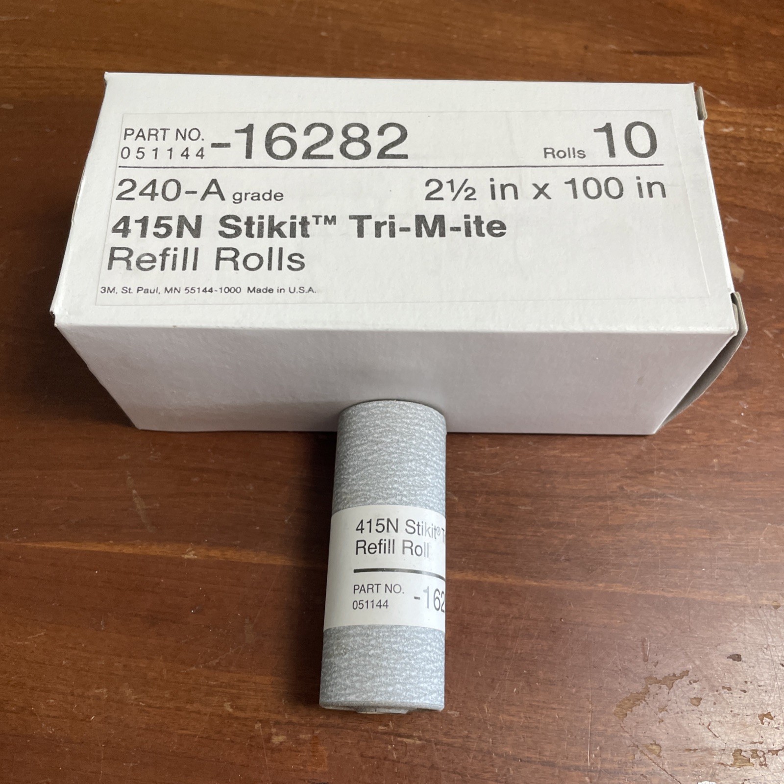 3M 16282 415N Stikit Tri-M-ite Refill Rolls, 2 1/2″ x 100″ 240-A Grit (10rolls)