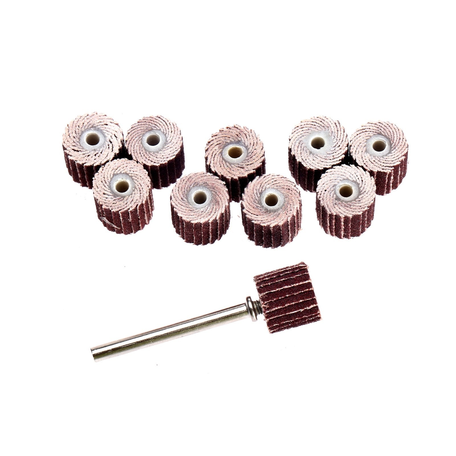 10Pcs Flap Wheel Head Sander Rod 240 Grit Polishing Grinding Power Rotary Tool