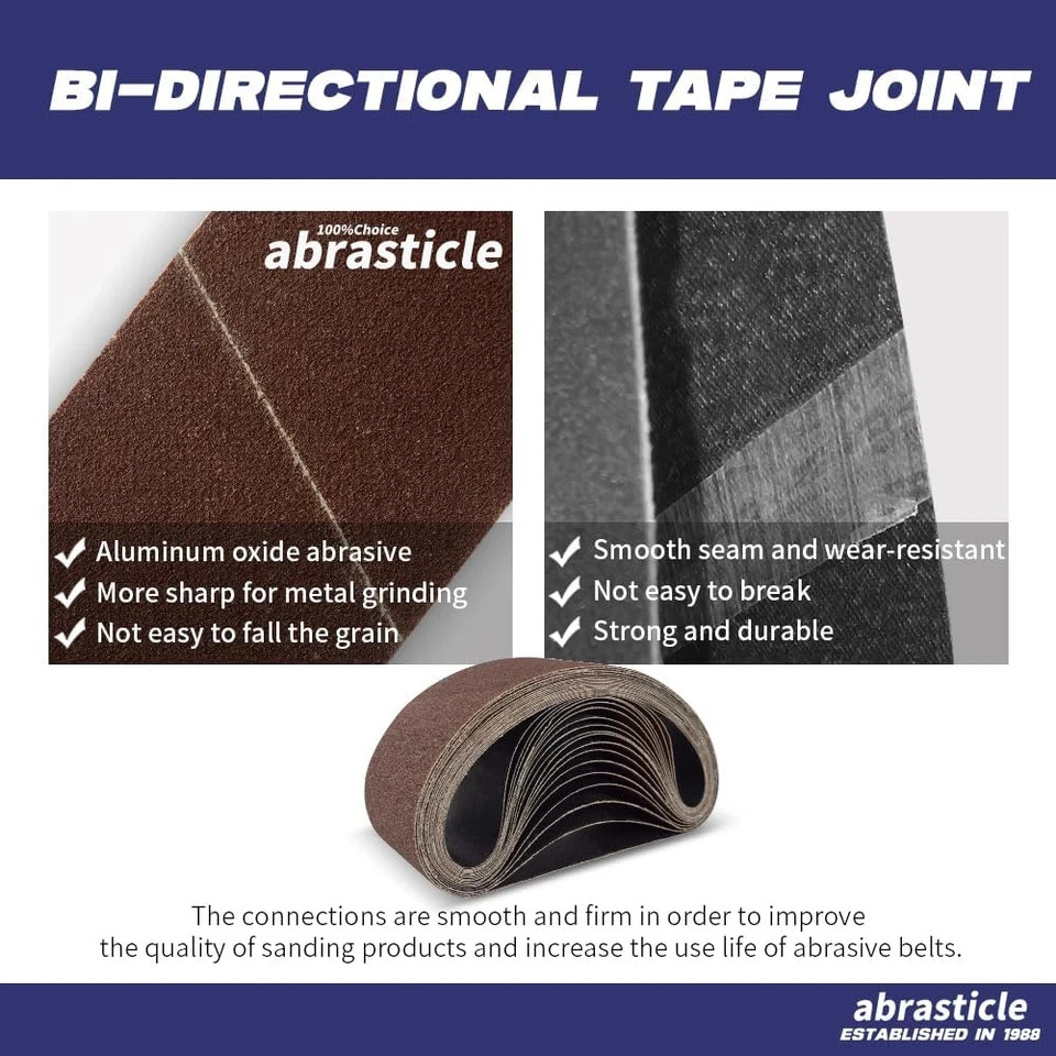 18 Pcs 3 X 24 Inch Assorted Aluminum Oxide Sanding Belt – 60/80/120/150/240/400