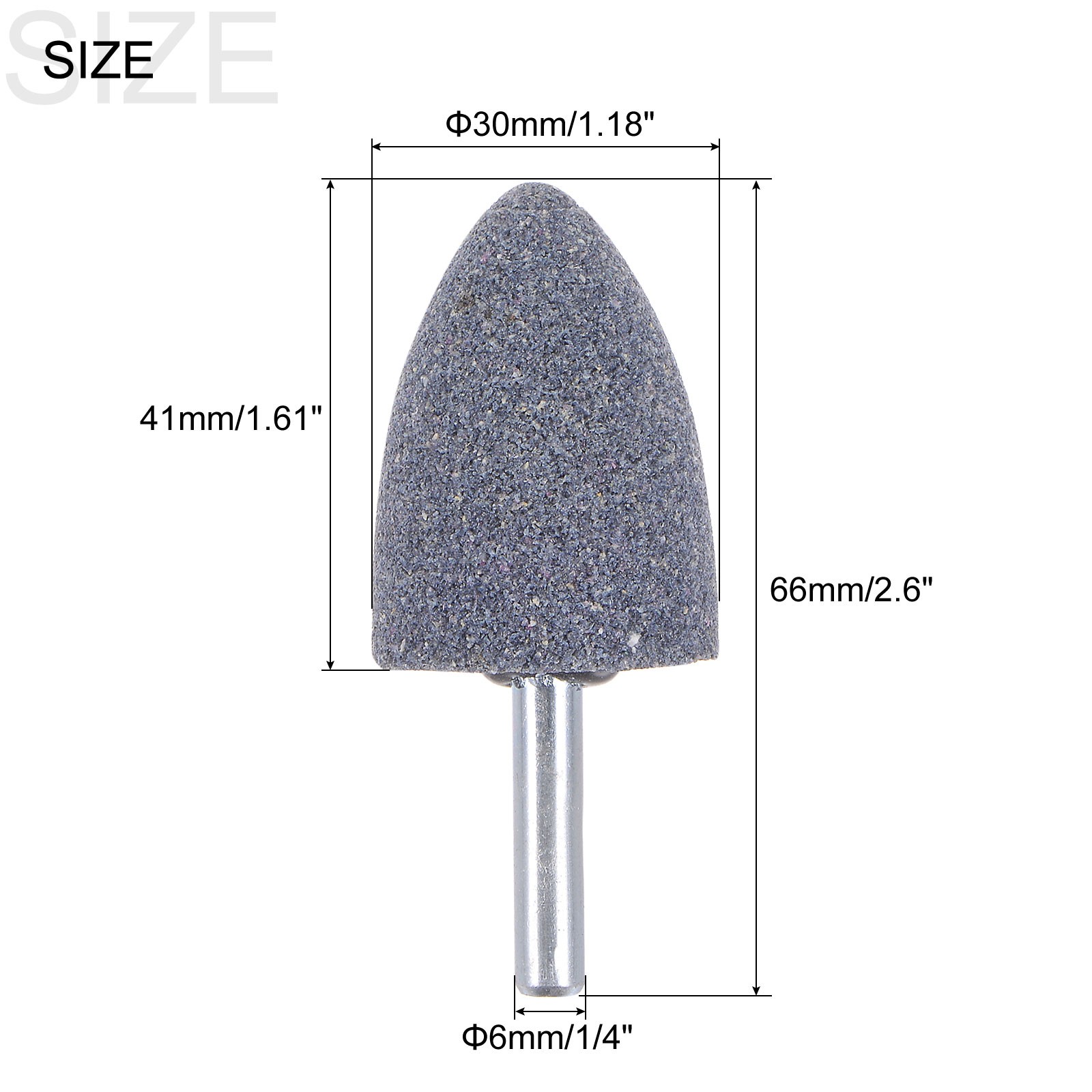 5pack Abrasive Mounted Stone 1/4″ Shank 1.18″ Dia Conical Corundum Grinding Head
